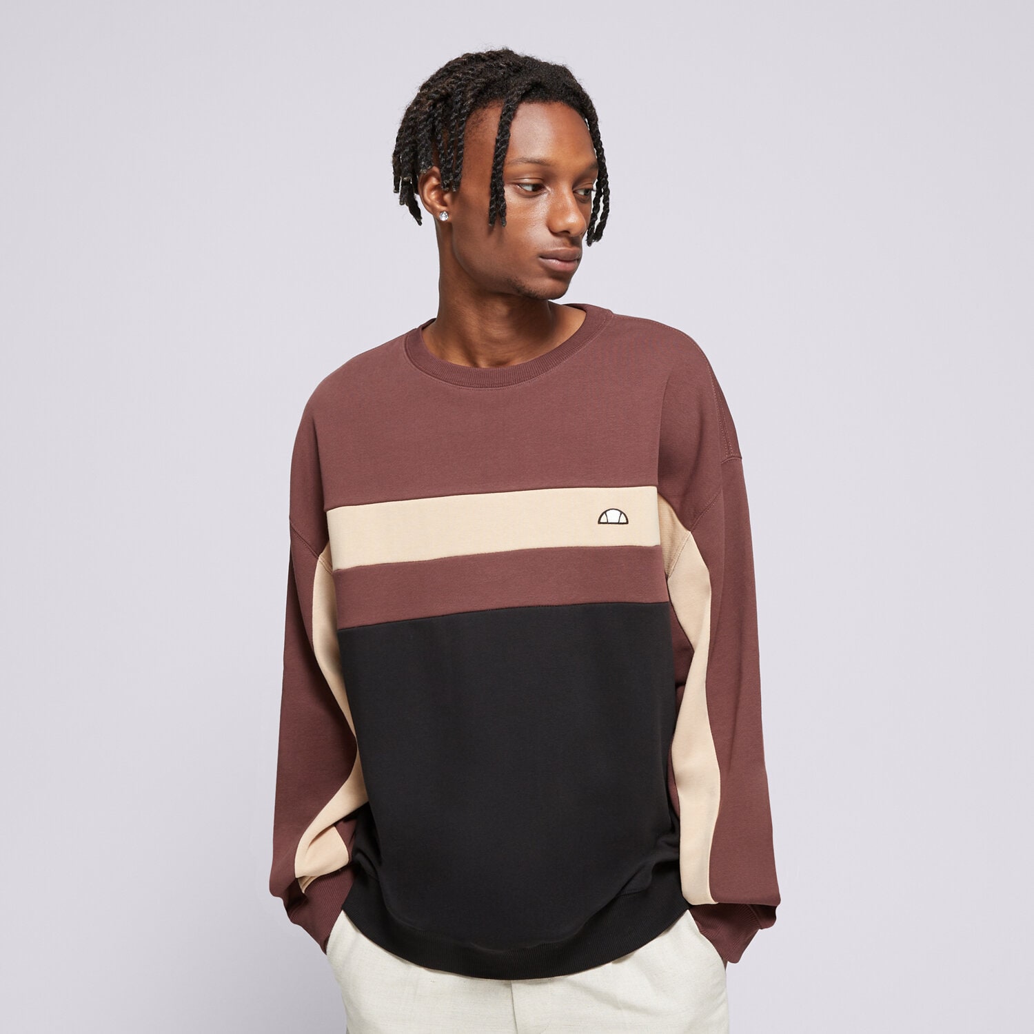pánská mikina ELLESSE MIKINA ANDORA SWEATSHIRT BRWN/BLK SHX20991220 HNĚDÁ