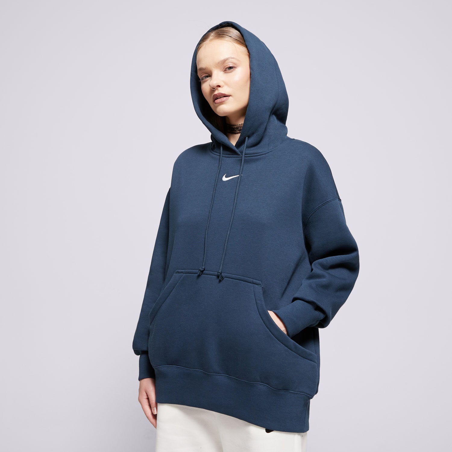dámská mikina NIKE MIKINA S KAPUCÍ W NSW PHNX FLC OS PO HOODIE DQ5860-478 TMAVOMODRÁ
