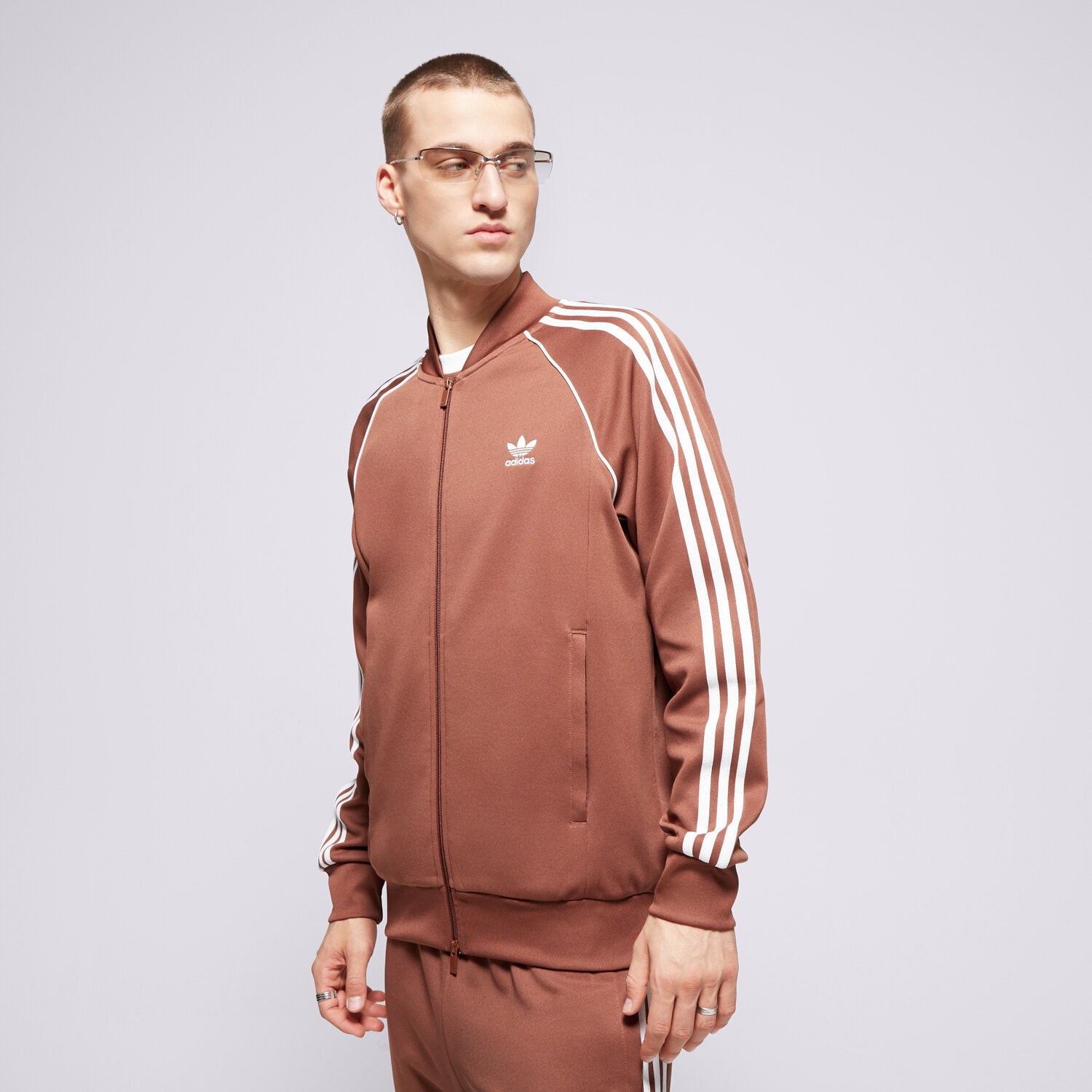 pánská mikina ADIDAS MIKINA ROZEPÍNACÍ SST TT IY9855 HNĚDÁ