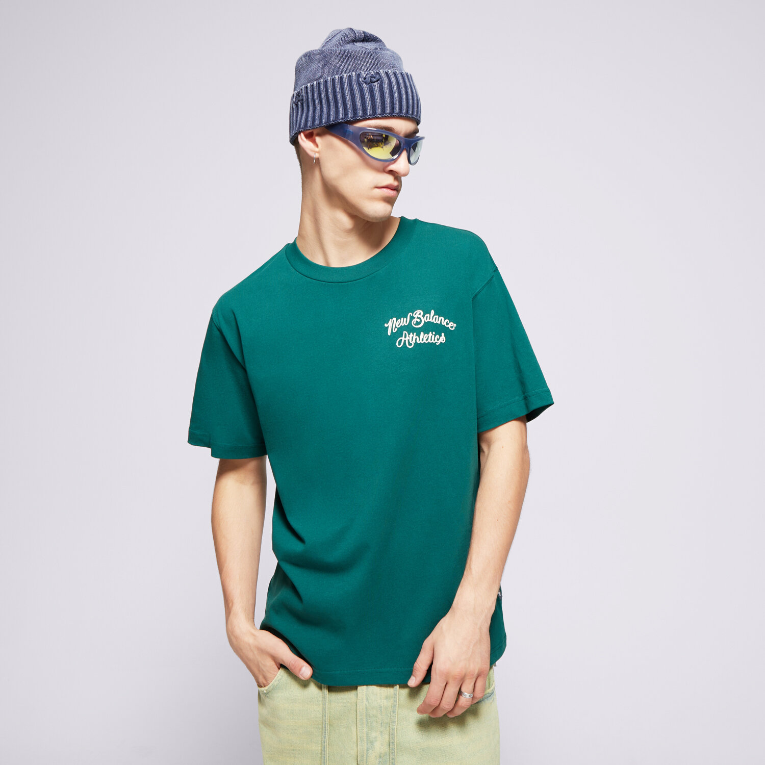 pánské tričko NEW BALANCE TRIČKO ATHLETICS RELAXED LEAGUE TRIČKO MT43556MHN ZELENÁ
