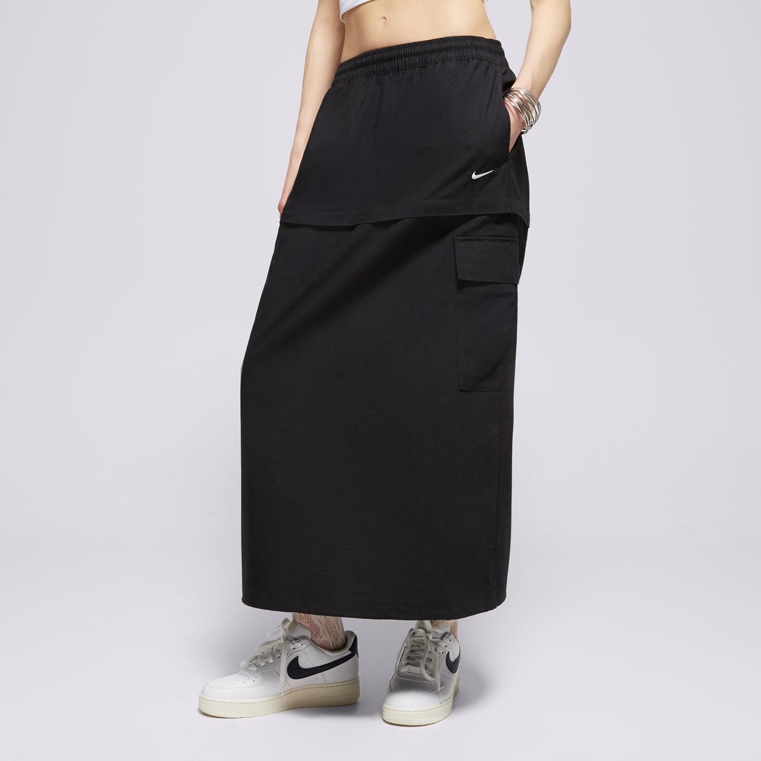 dámská sukně NIKE SUKNĚ W NSW ESSTL WVN MR CGO MDI SKT FV7503-010 ČERNÁ