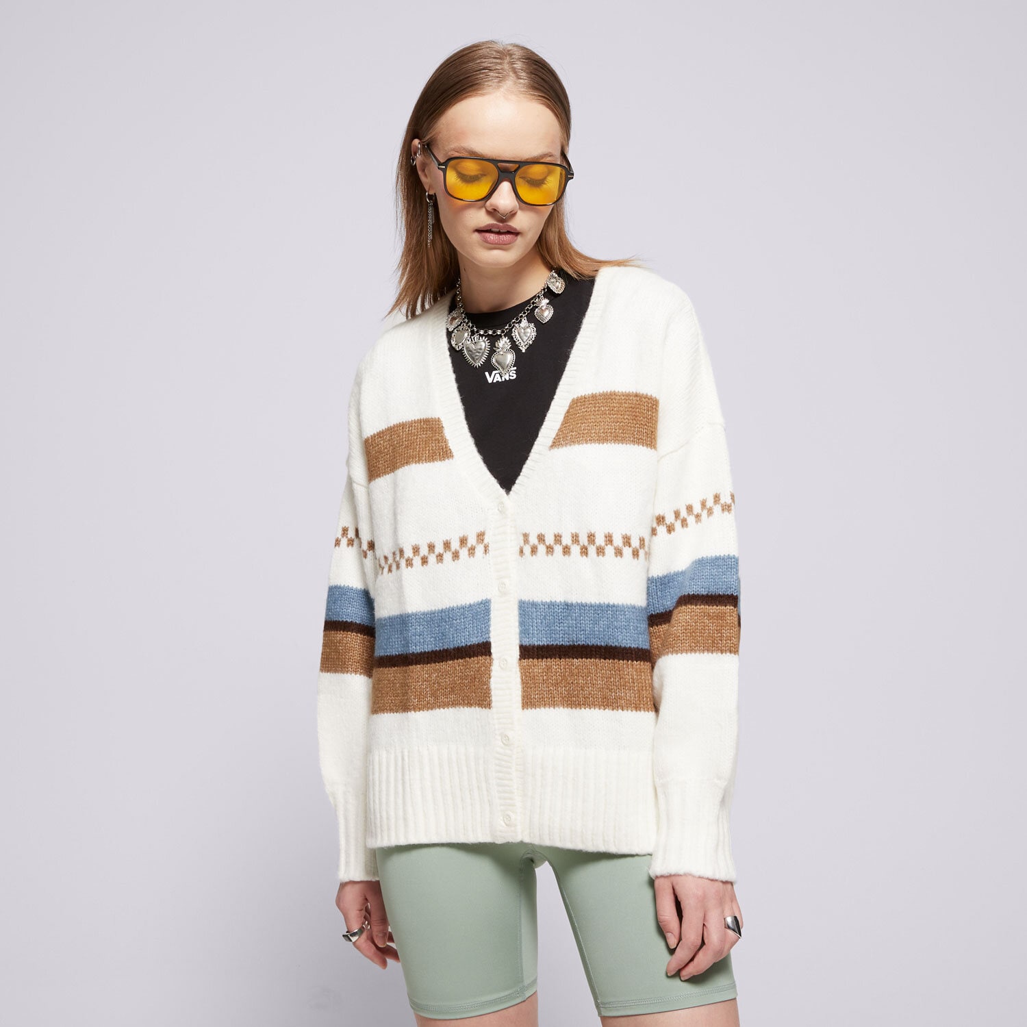 dámská mikina VANS SVETR VALERIE STRIPE CARDIGAN VN000HJBFS8 VÍCEBAREVNÁ