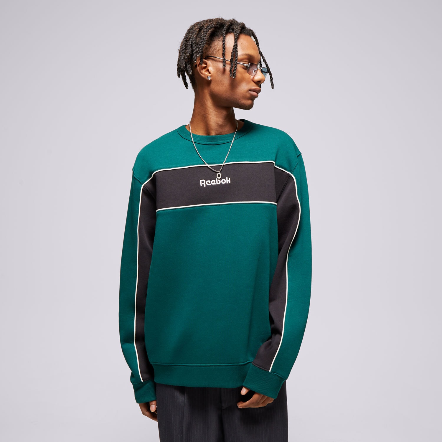 pánská mikina REEBOK MIKINA CL TEAM TRADITION CREW 100205660 ZELENÁ