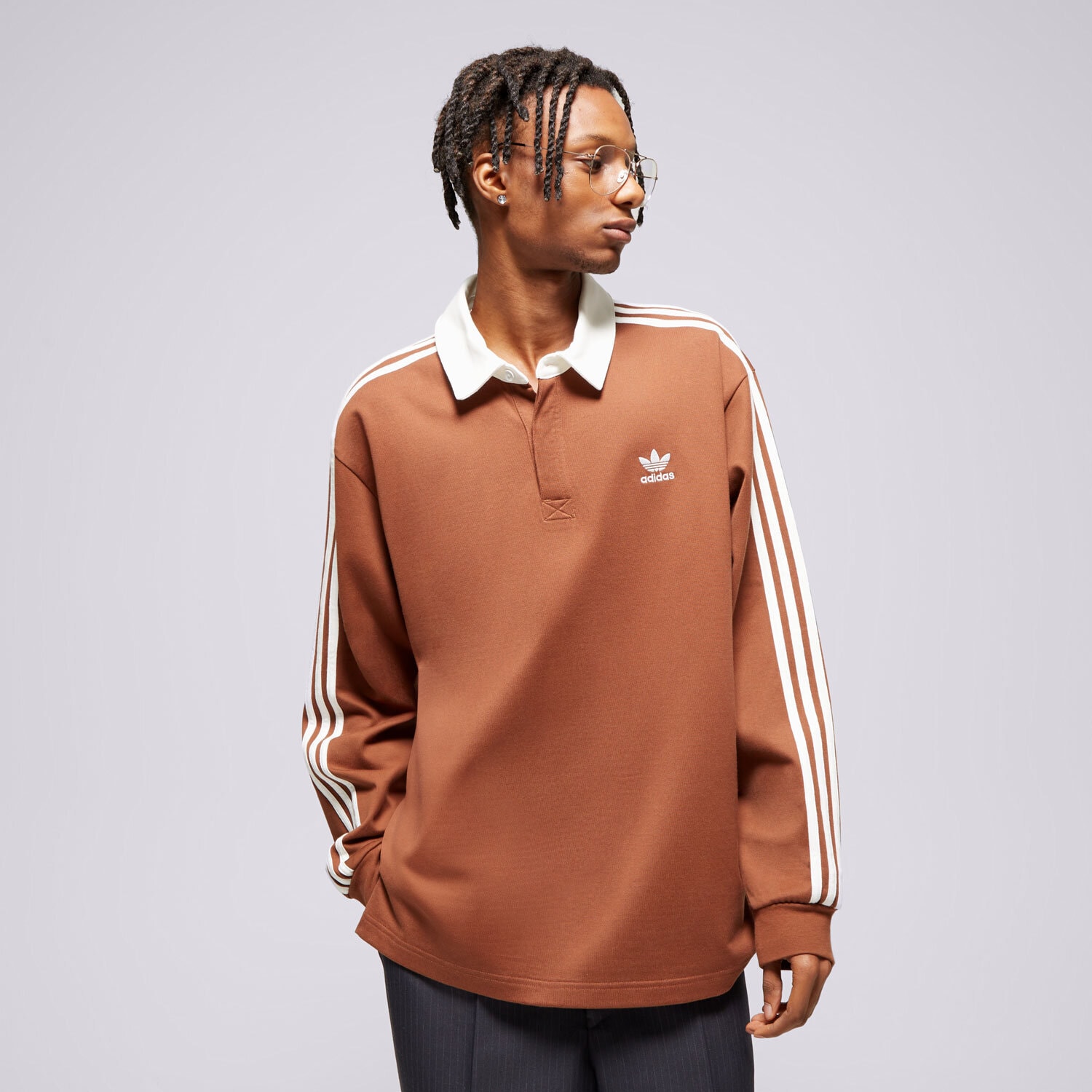 pánské polo tričko ADIDAS TRIČKO RUGBY TRIČKO IZ2469 HNĚDÁ