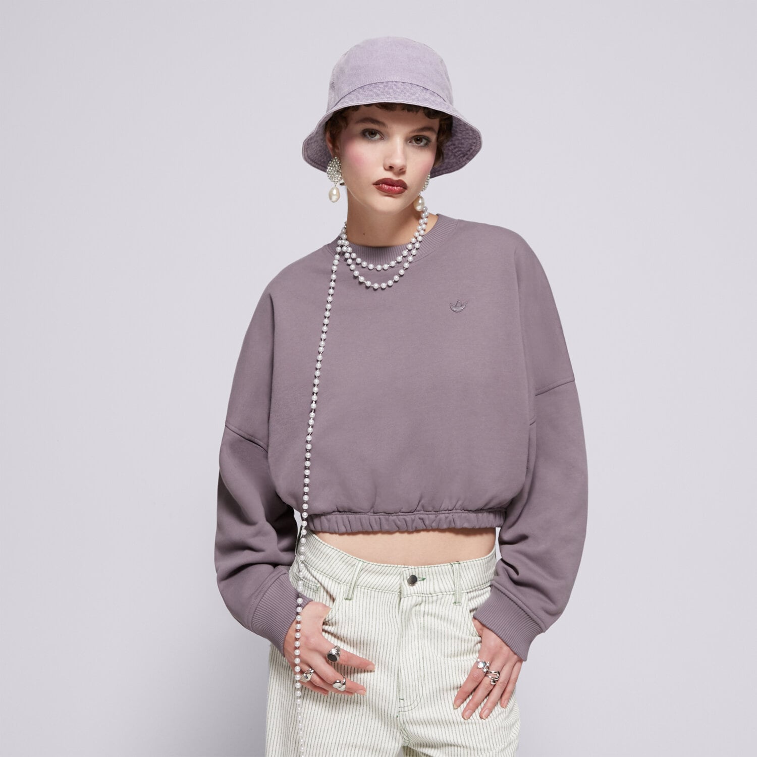 dámská mikina ADIDAS MIKINA P ESS SWEATER IY9709 ŠEDÁ