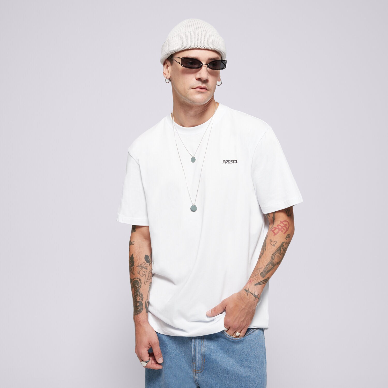 pánské tričko PROSTO TRIČKO VISION WHITE KL242MTEE1171 BÍLÁ