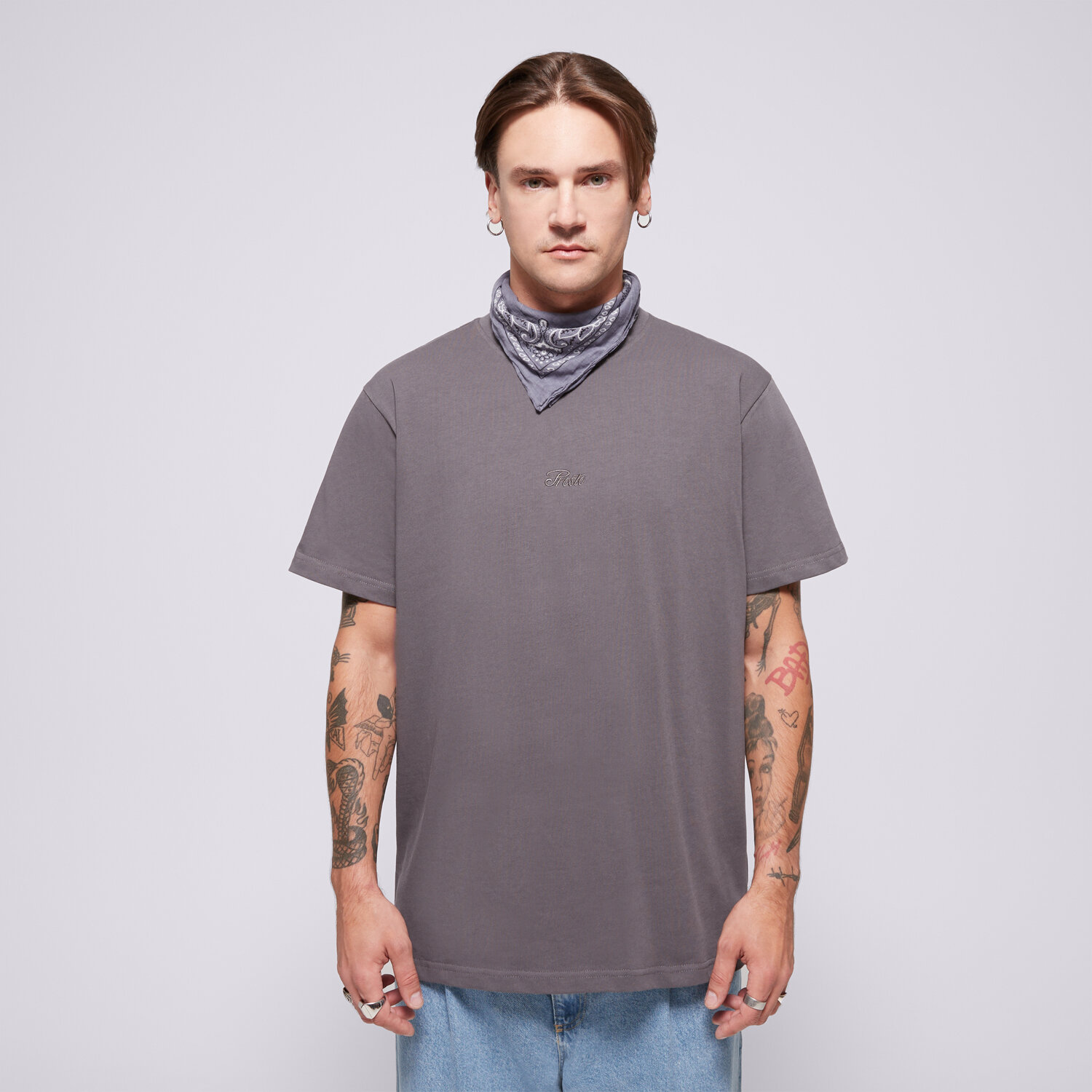 pánské tričko PROSTO TRIČKO ESSENTIAL GRAPHITE KL242MTEE1223 ŠEDÁ