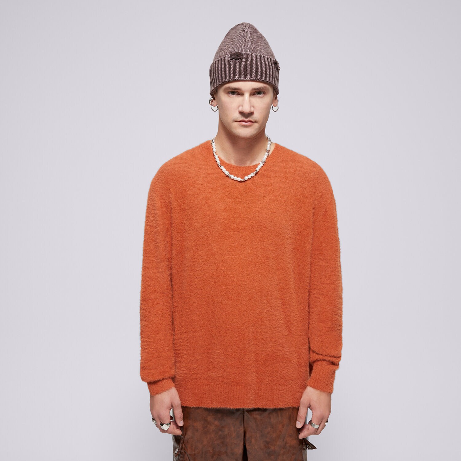 pánská mikina VANS SVETR ELMSFORD SOLID CREW SWEATER VN000HE4C9J ORANŽOVÁ