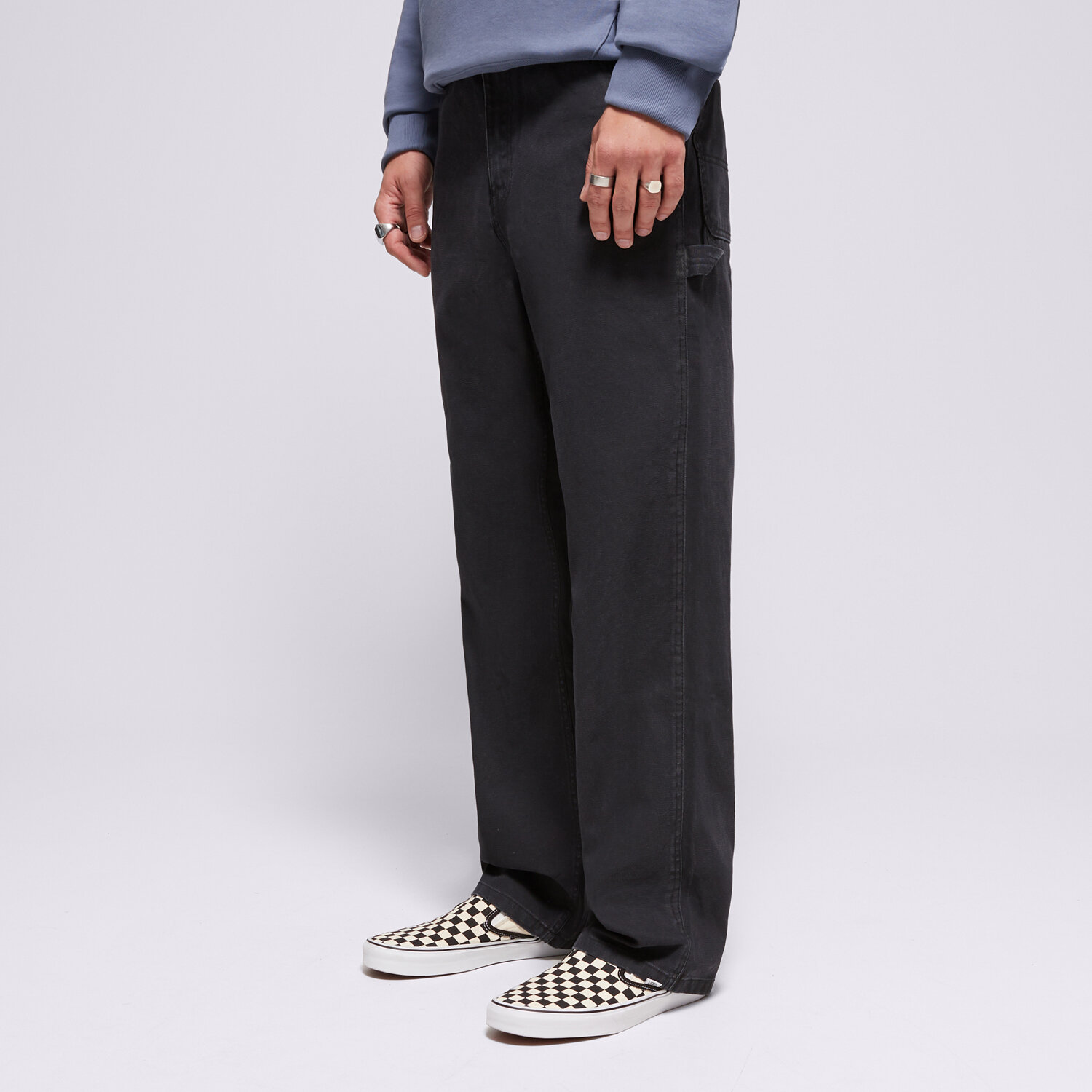 pánské kalhoty VANS KALHOTY  DRILL CHORE CARPENTER VINTAGE WASH PANT VN000HAQBLK ČERNÁ