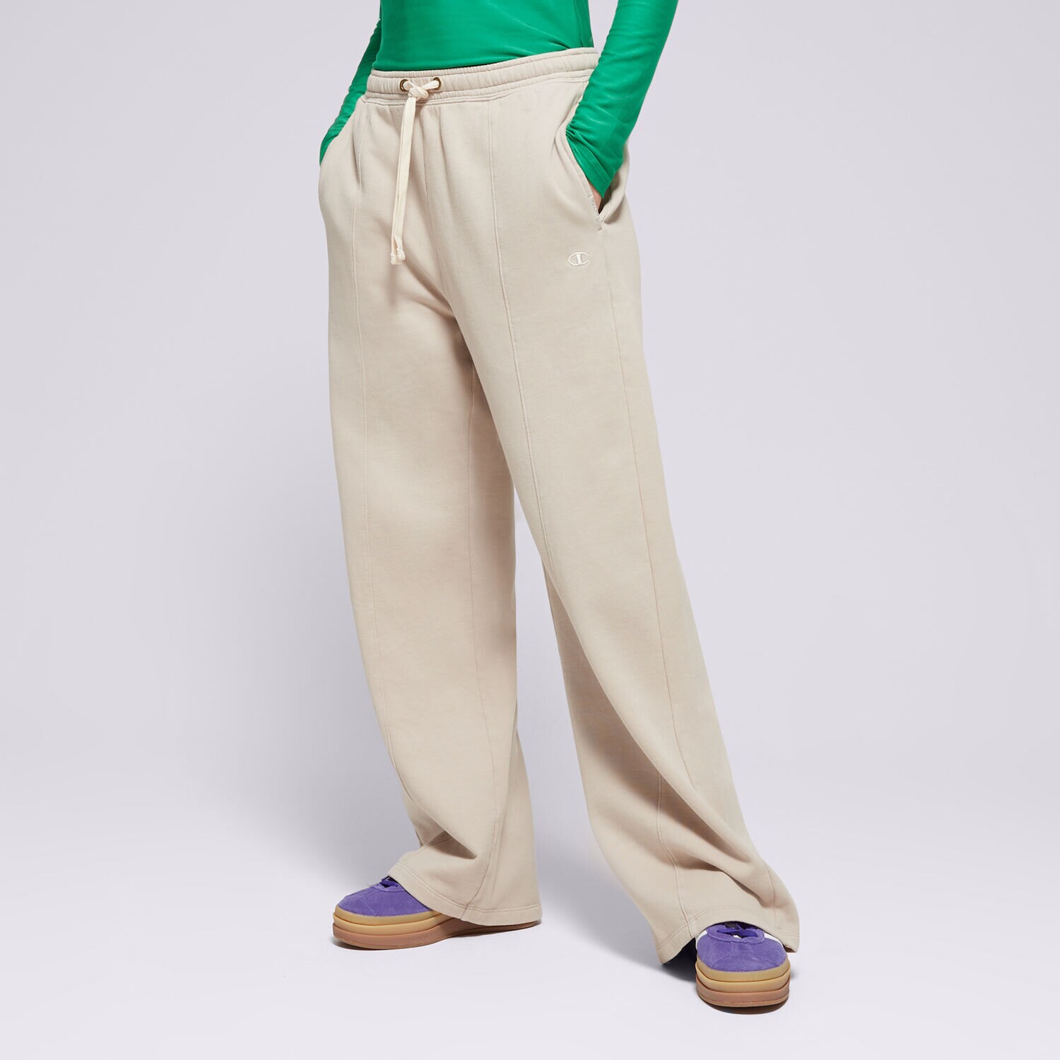dámské kalhoty CHAMPION KALHOTY  WIDE LEG PANTS 117638MS016 BÉŽOVÁ
