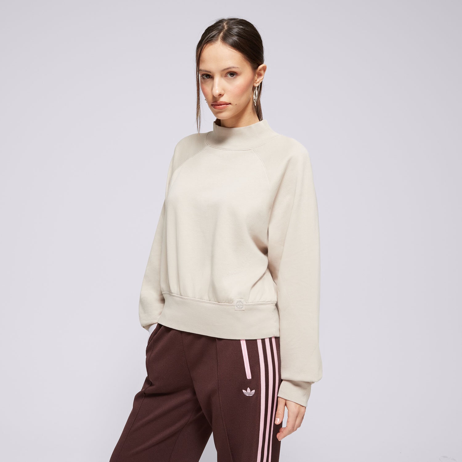 dámská mikina CHAMPION MIKINA MOCK TURTLE NECK SWEATSHIRT 117637MS016 BÉŽOVÁ