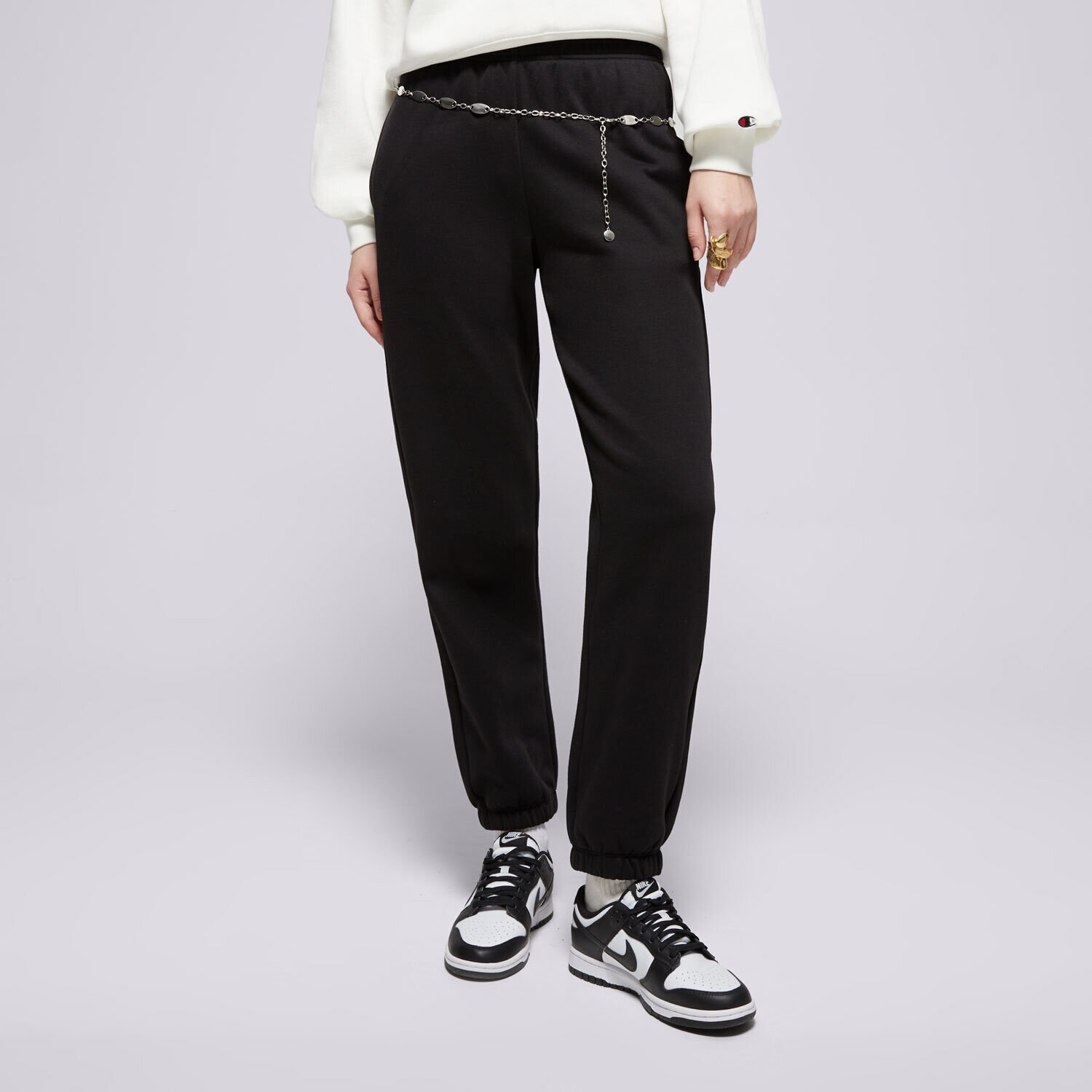 dámské kalhoty CHAMPION KALHOTY  ELASTIC CUFF PANTS 117583KK001 ČERNÁ
