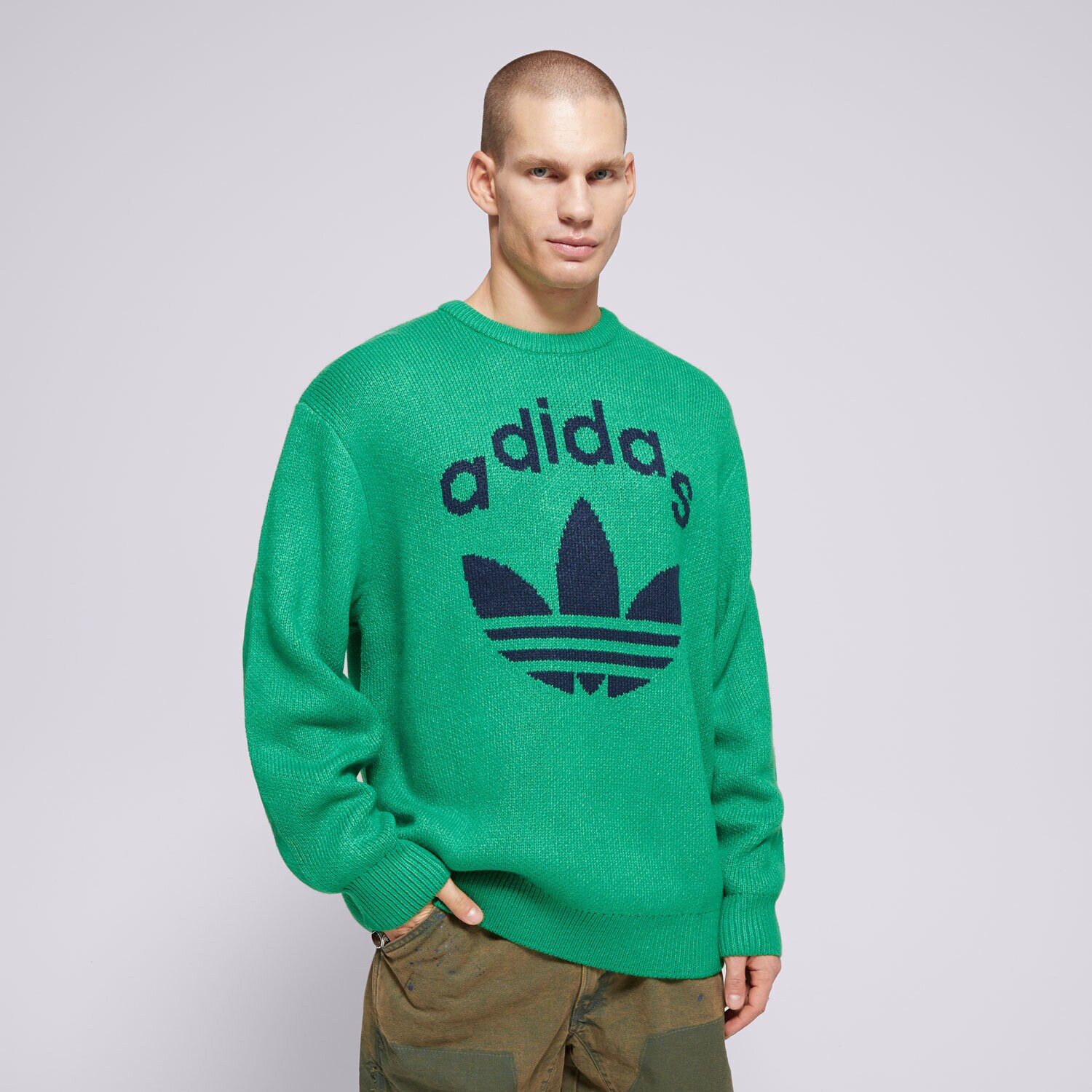 pánská mikina ADIDAS SVETR KNIT CREWNECK JN5966 ZELENÁ