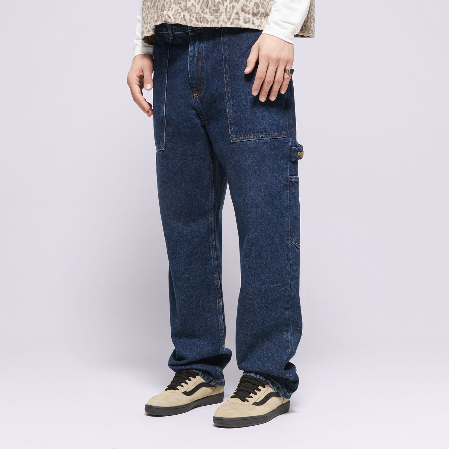 pánské kalhoty PROSTO KALHOTY  PANTS WORKER NAVY KL242MPAN3041 TMAVOMODRÁ