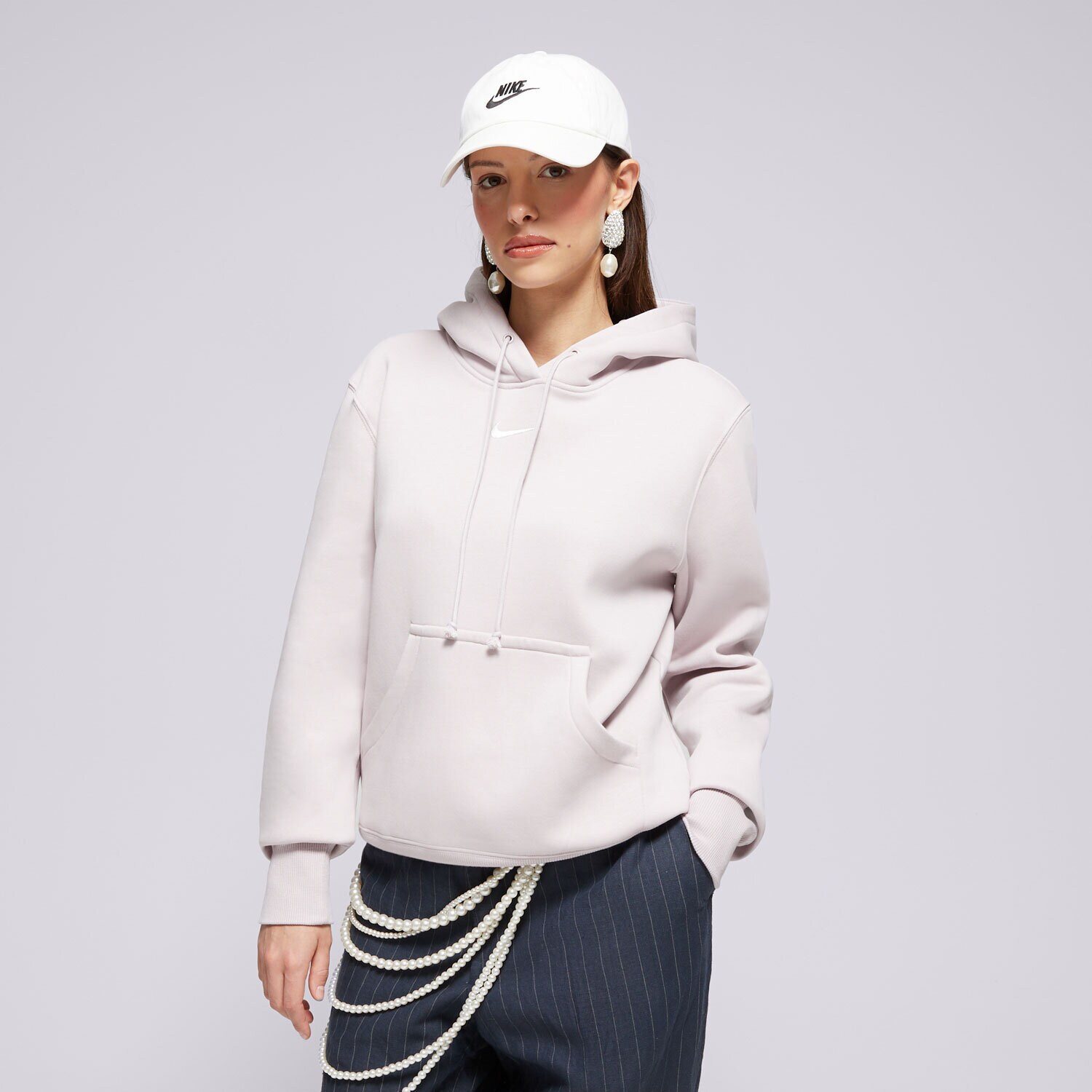 dámská mikina NIKE MIKINA S KAPUCÍ W NSW PHNX FLC STD PO HD HV4003-019 FIALOVÁ