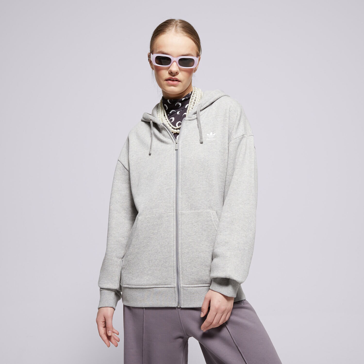dámská mikina ADIDAS MIKINA S KAPUCÍ ESS FZ HOODIE IY9622 ŠEDÁ
