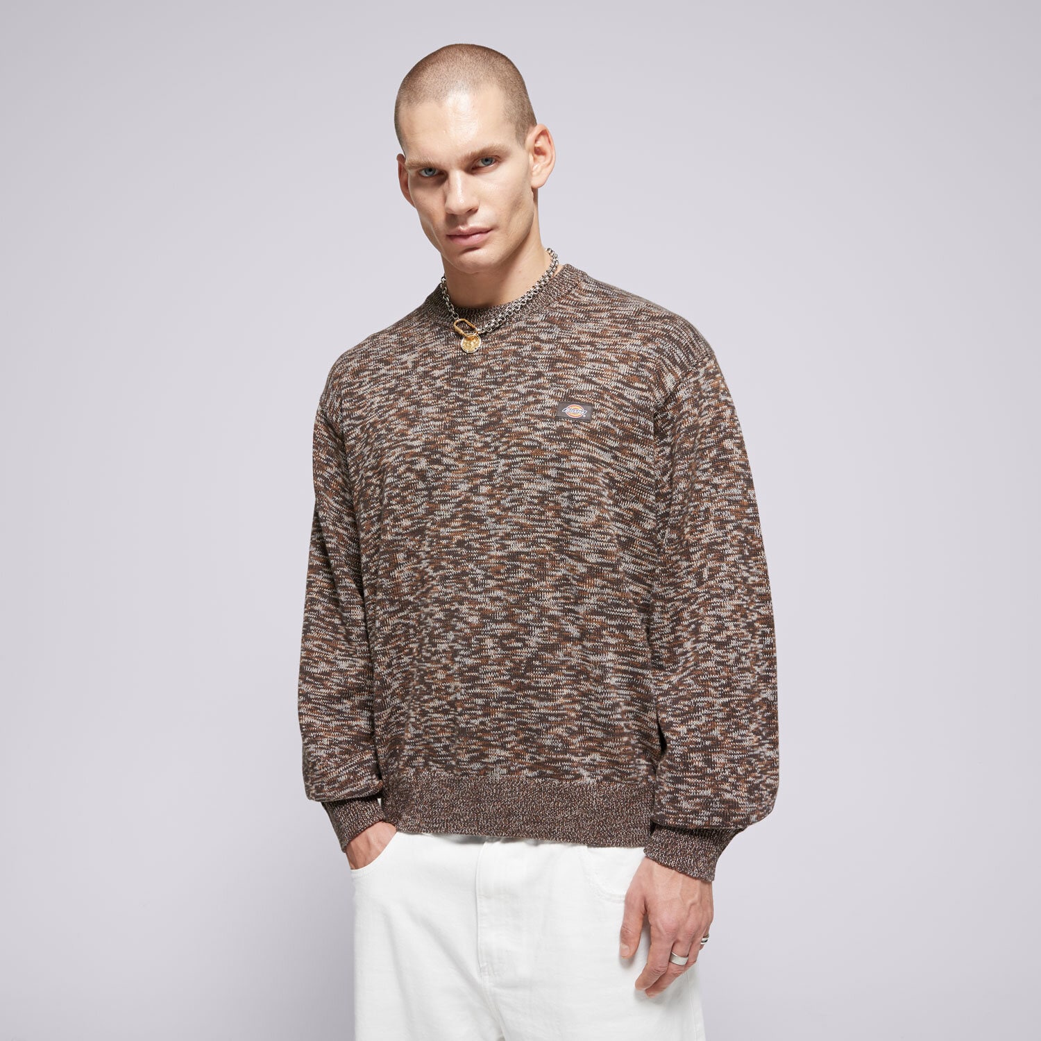 pánská mikina DICKIES SVETR OAKPORT MARL SWEATER DK0A4Z310DB1 HNĚDÁ