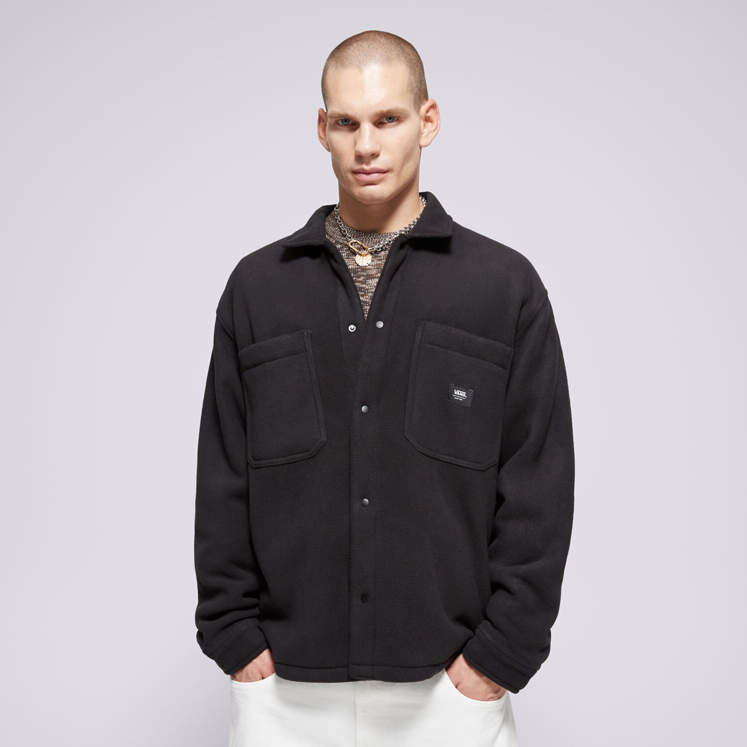 pánská zimní bunda VANS BUNDA PENMAR HEAVYWEIGHT FLEECE MIKINA FLEECE SHACKET VN000HNSBLK ČERNÁ