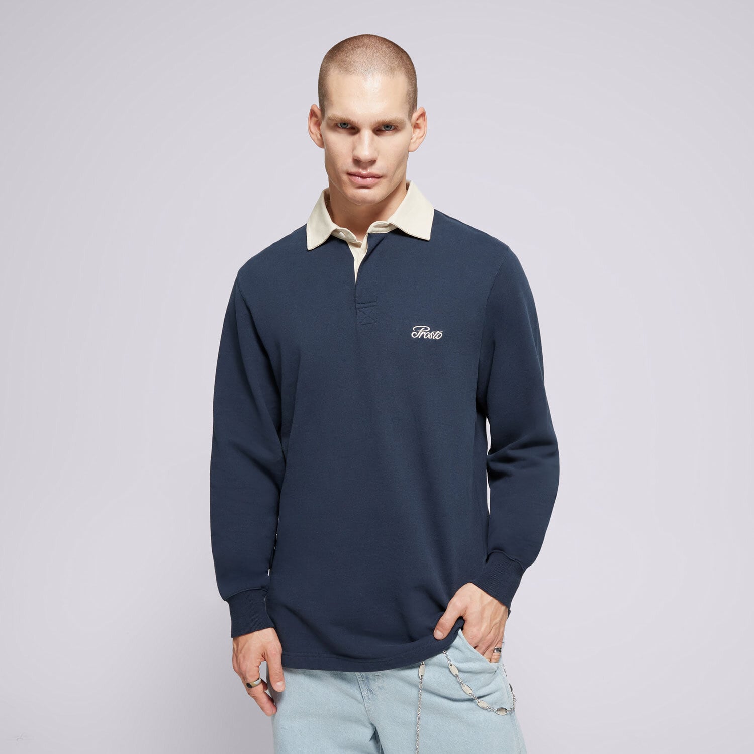 pánské polo tričko PROSTO TRIČKO LONG DIMES NAVY KL242MTEE5011 TMAVOMODRÁ