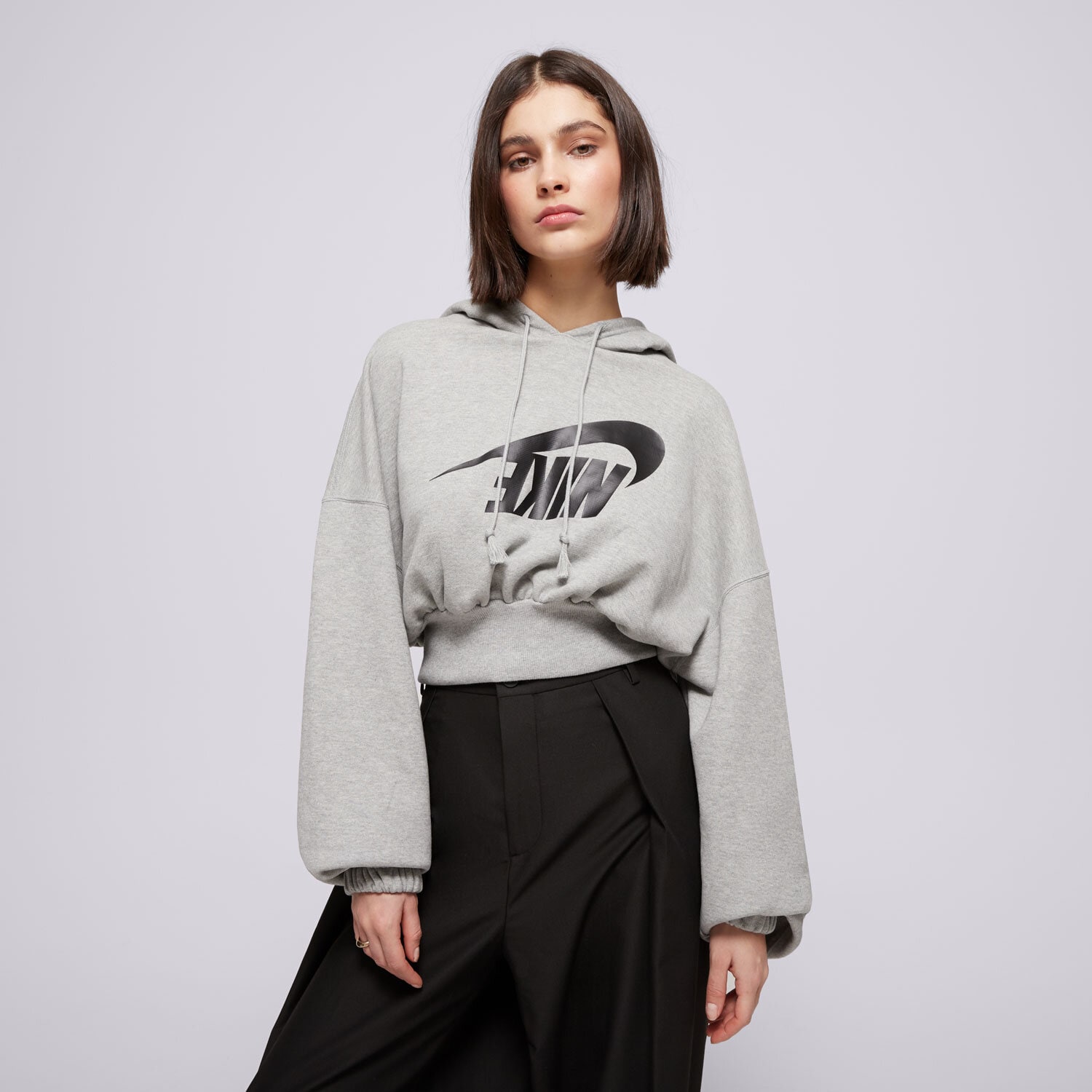 dámská mikina NIKE MIKINA S KAPUCÍ W NSW OS FLC CROP DANCE FV7777-063 ŠEDÁ