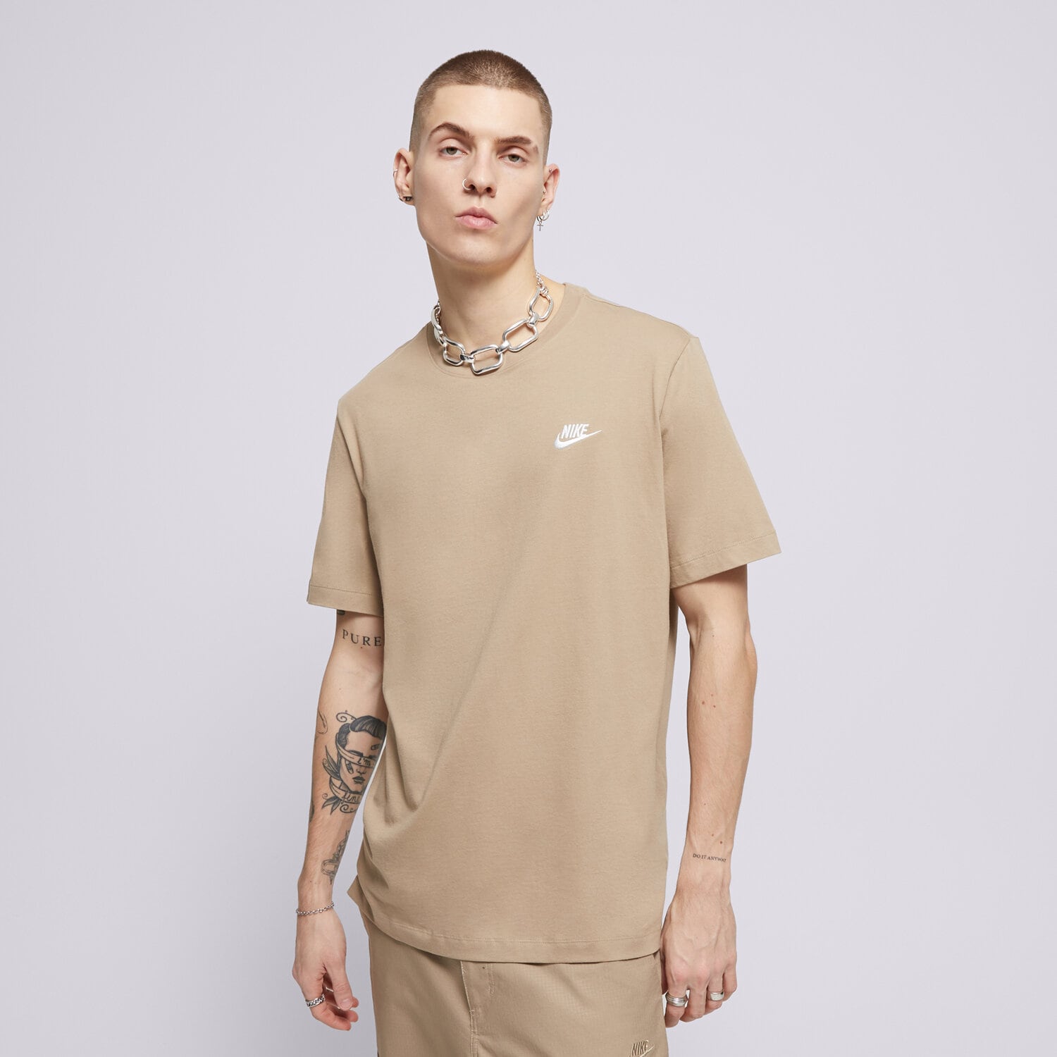 pánské tričko NIKE TRIČKO M NSW CLUB TEE AR4997-248 BÉŽOVÁ