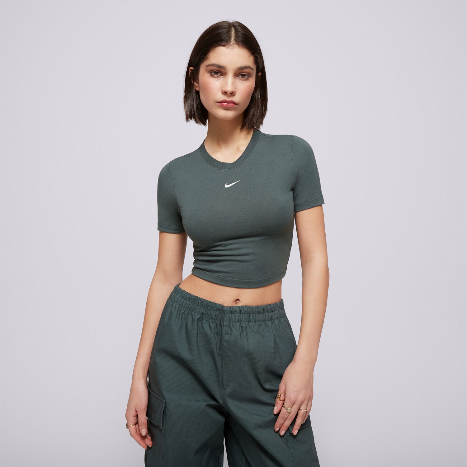 dámský top NIKE TOP W NSW ESSNTL SLM CRP FB2873-338 ZELENÁ
