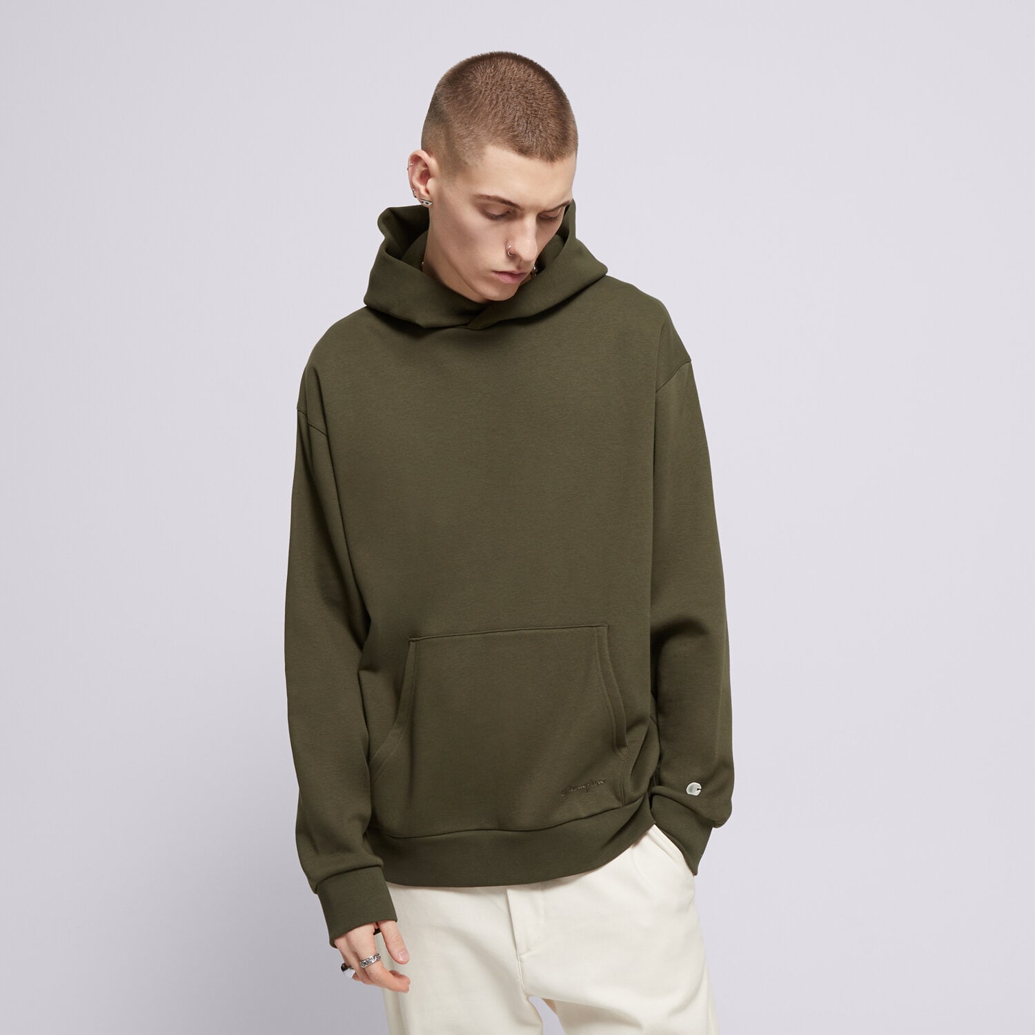 pánská mikina CHAMPION MIKINA S KAPUCÍ HOODED SWEATSHIRT 220423GS508 KHAKI