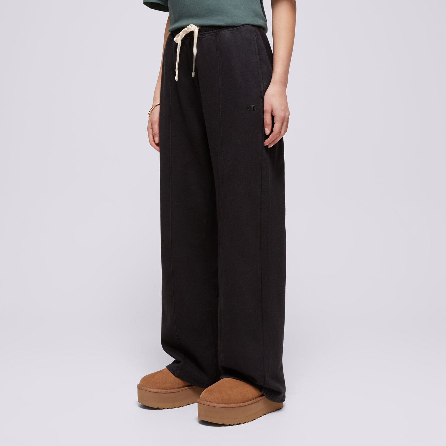 dámské kalhoty CHAMPION KALHOTY  WIDE LEG PANTS 117638KK001 ČERNÁ