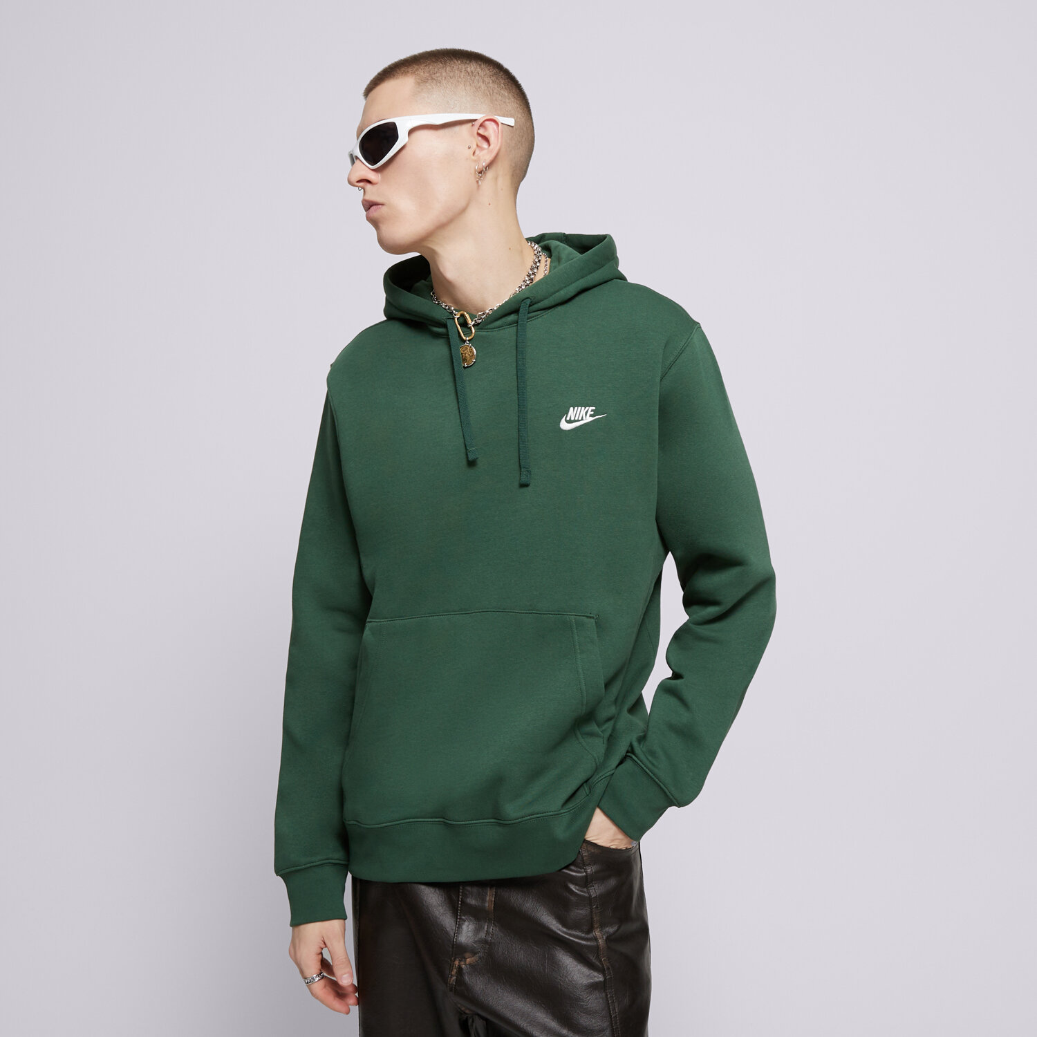 pánská mikina NIKE MIKINA S KAPUCÍ M NSW CLUB HOODIE PO BB BV2654-323 ZELENÁ
