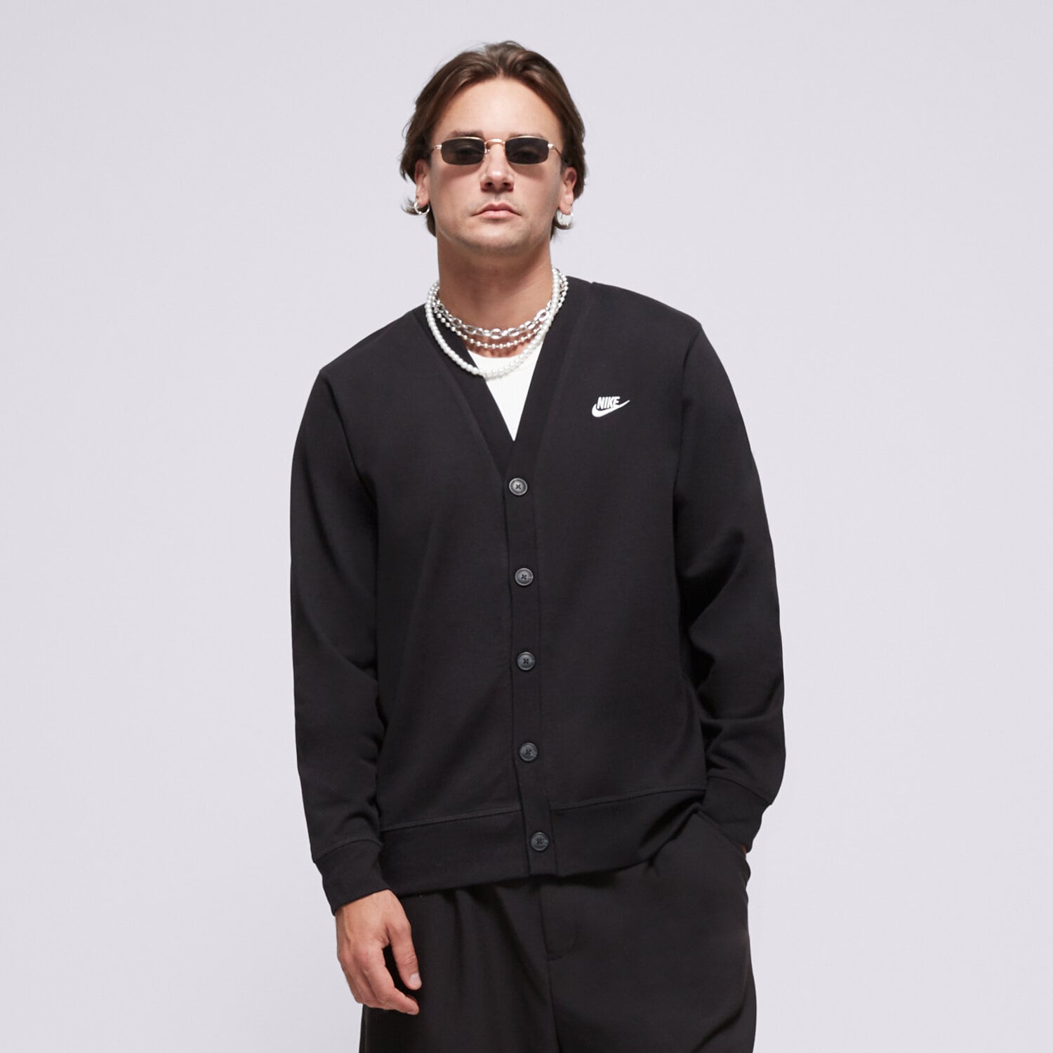 pánská mikina NIKE SVETR M NK CLUB FAIRWAY CARDIGAN FN3898-010 ČERNÁ