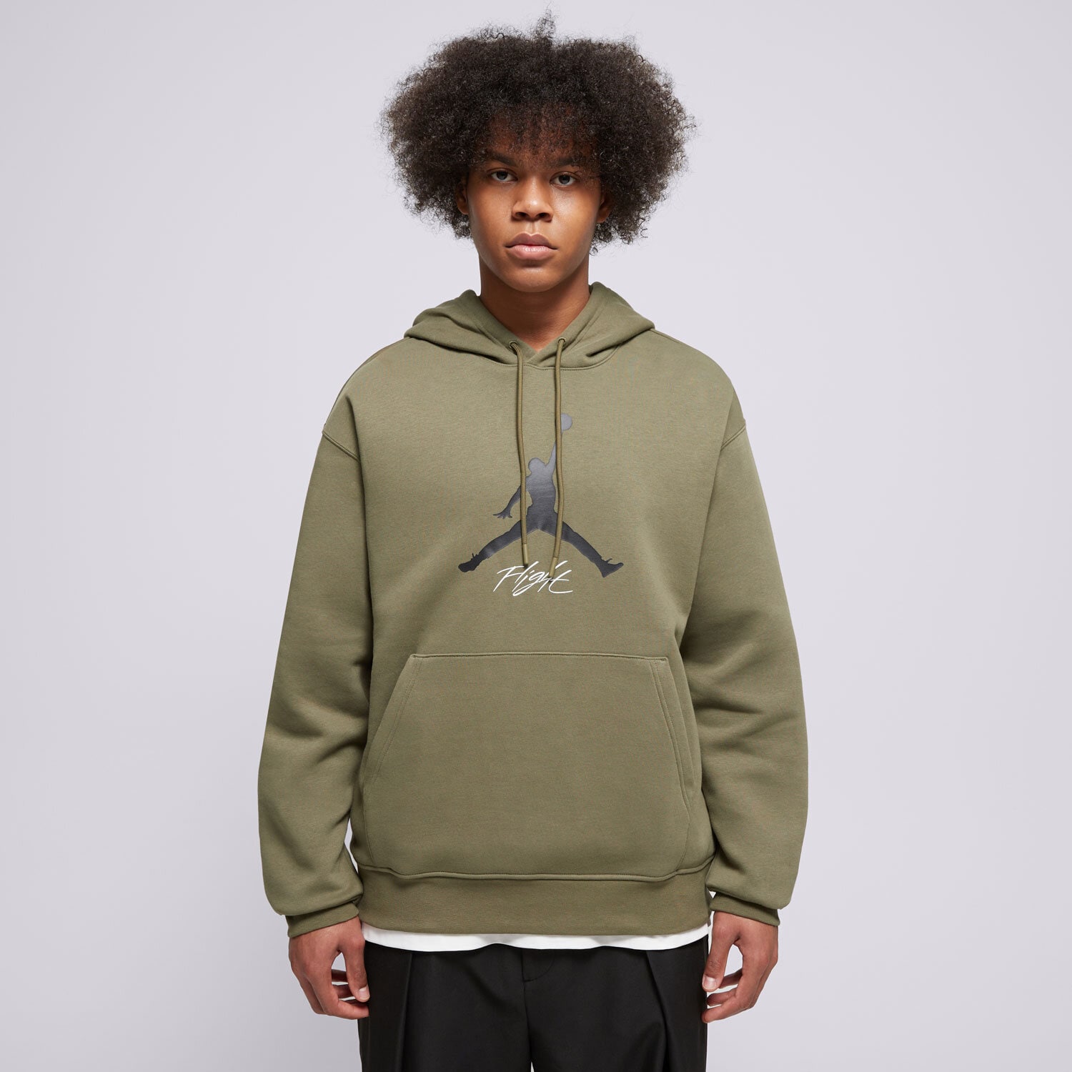 pánská mikina JORDAN MIKINA S KAPUCÍ M J ESS FLC BASELINE HOODIE FD7545-222 KHAKI