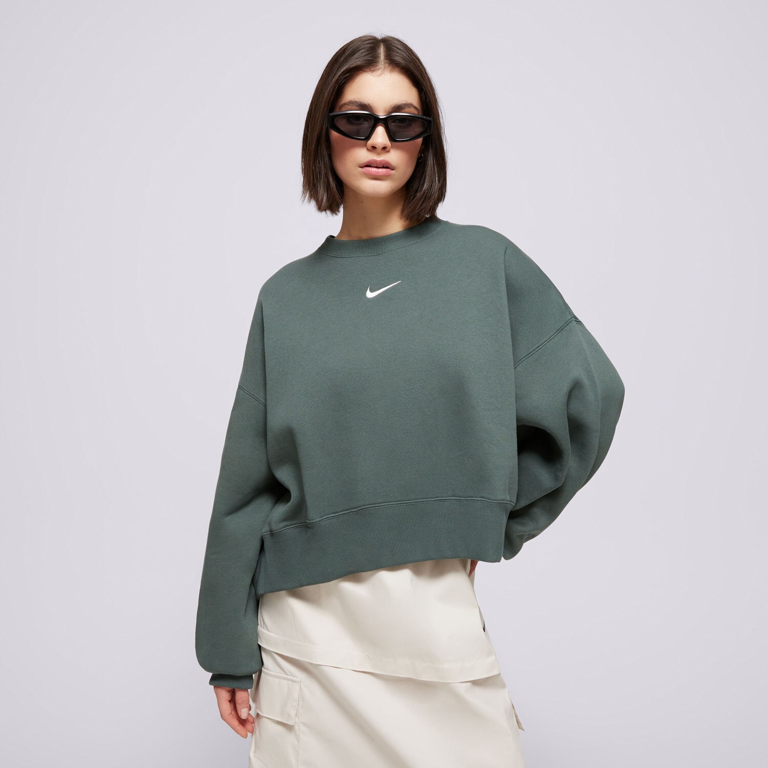 dámská mikina NIKE MIKINA W NSW PHNX FLC OOS CREW DQ5761-338 ZELENÁ