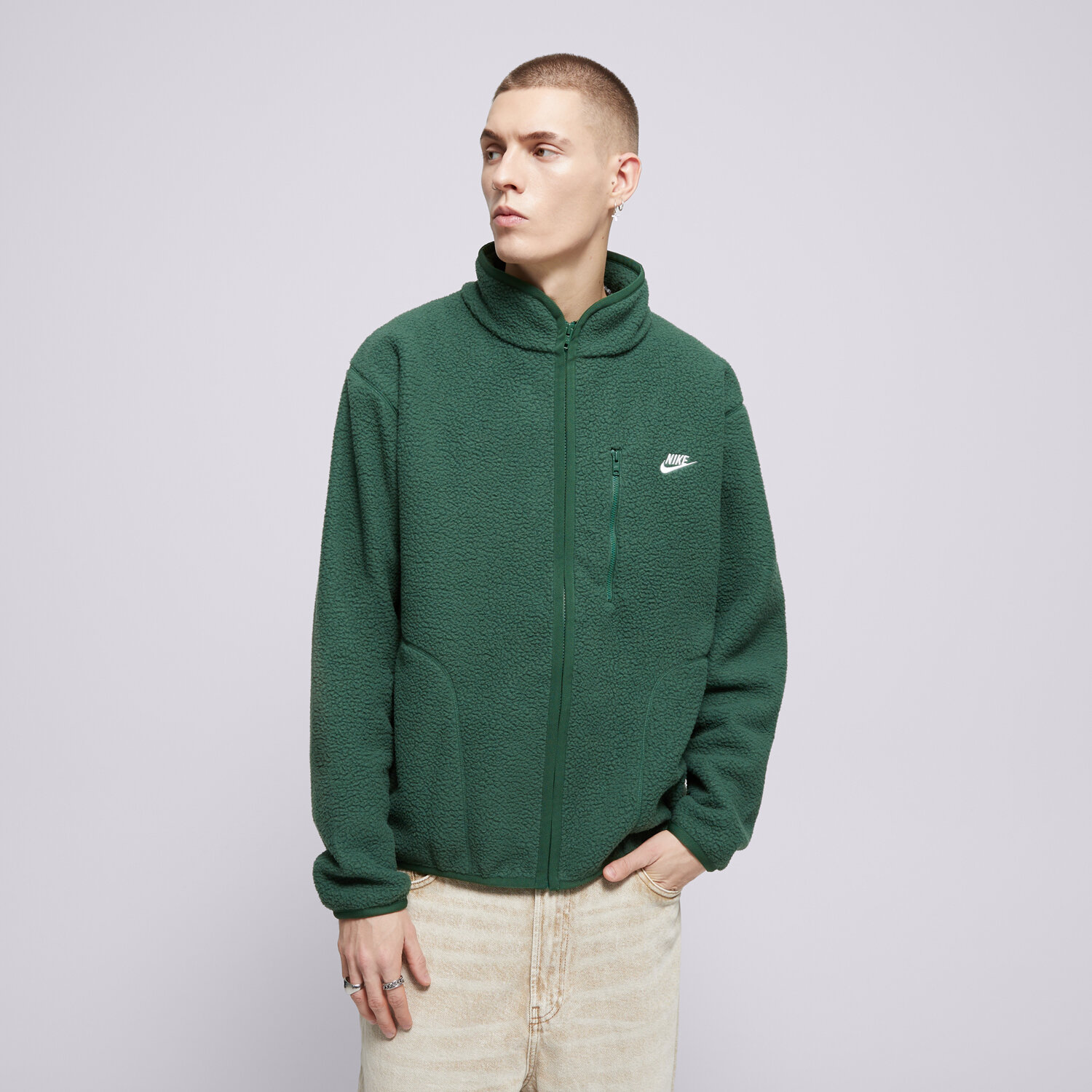 pánská mikina NIKE FLEECE MIKINA M NK CLUB SSNL WINTER JKT FZ0888-323 ZELENÁ