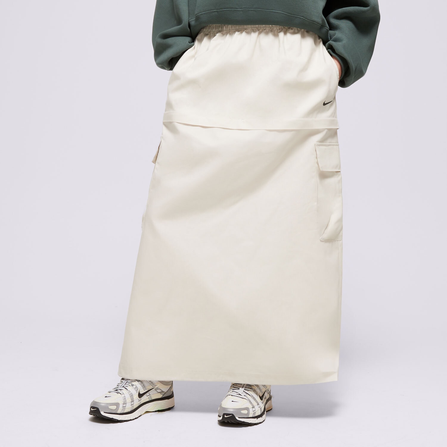 dámská sukně NIKE SUKNĚ W NSW ESSTL WVN MR CGO MDI SKT FV7503-104 BÉŽOVÁ