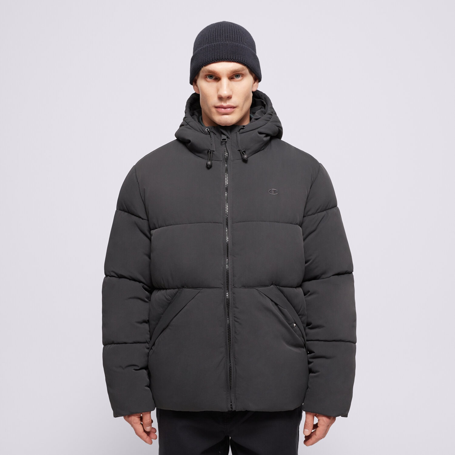 pánská zimní bunda CHAMPION BUNDA ZIMNÍ HOODED JACKET 220347ES503 ČERNÁ