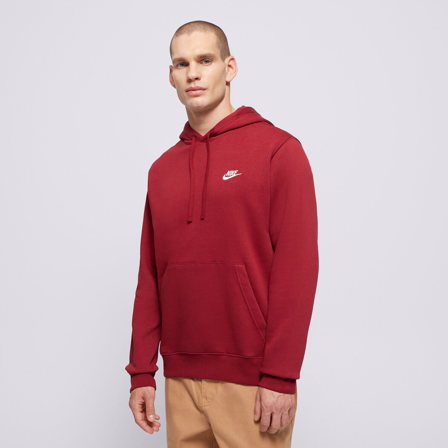 pánská mikina NIKE MIKINA S KAPUCÍ M NSW CLUB HOODIE PO BB BV2654-677 ČERVENÁ