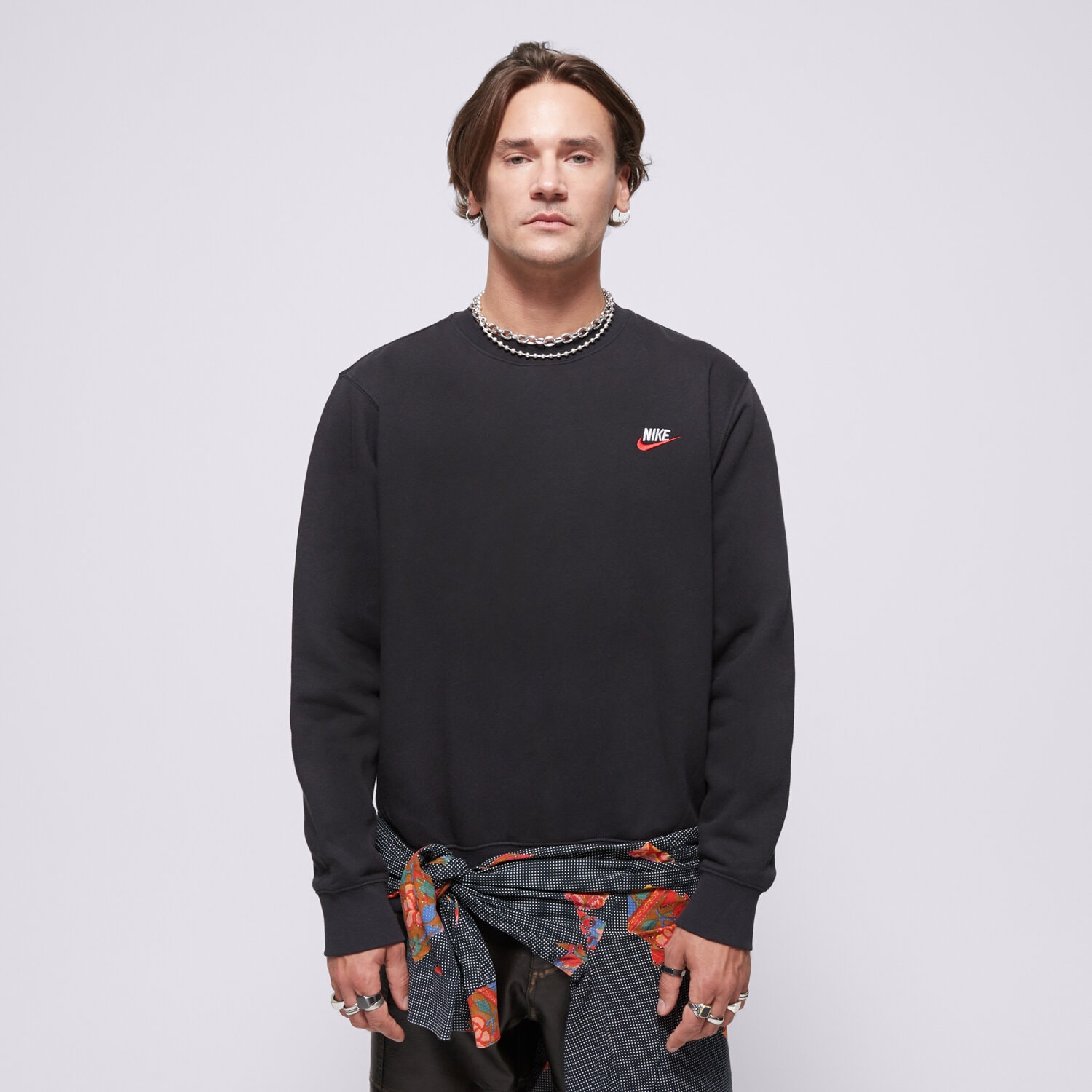pánská mikina NIKE MIKINA M NSW CLUB DT CREW BB ESSENTIALS DQ8383-012 ČERNÁ