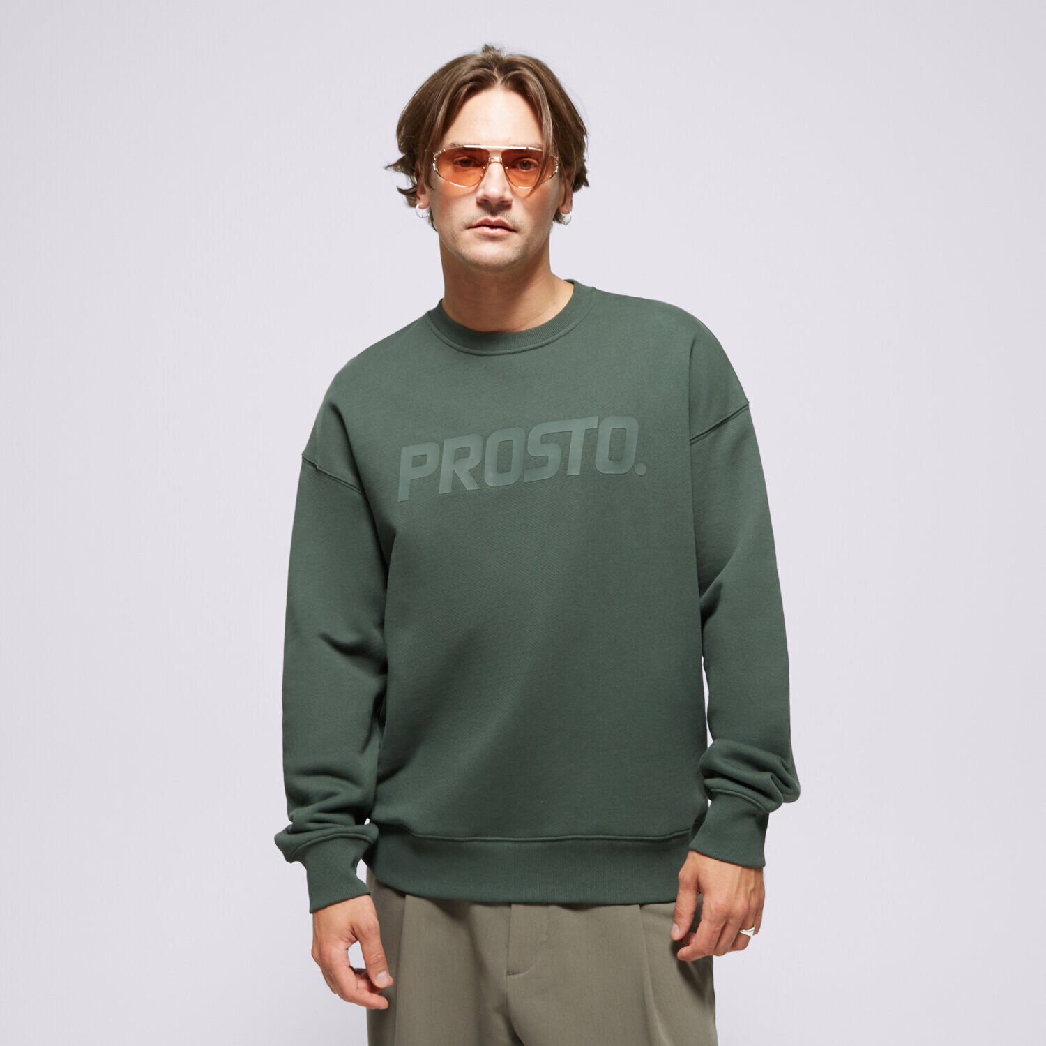 pánská mikina PROSTO MIKINA CREWNECK ZEDS DARK GREEN KL242MSWE1051 ZELENÁ