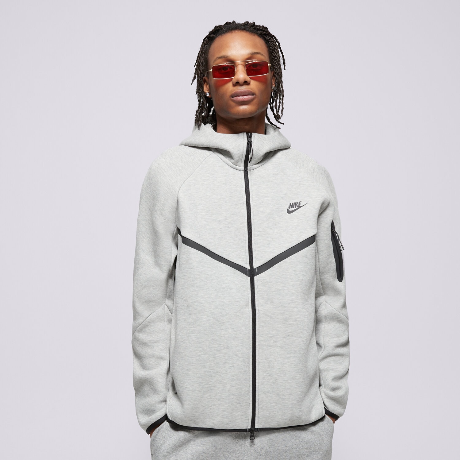 pánská mikina NIKE MIKINA S KAPUCÍ M NK TCH FLC FZ WR HOODIE HV0949-063 ŠEDÁ