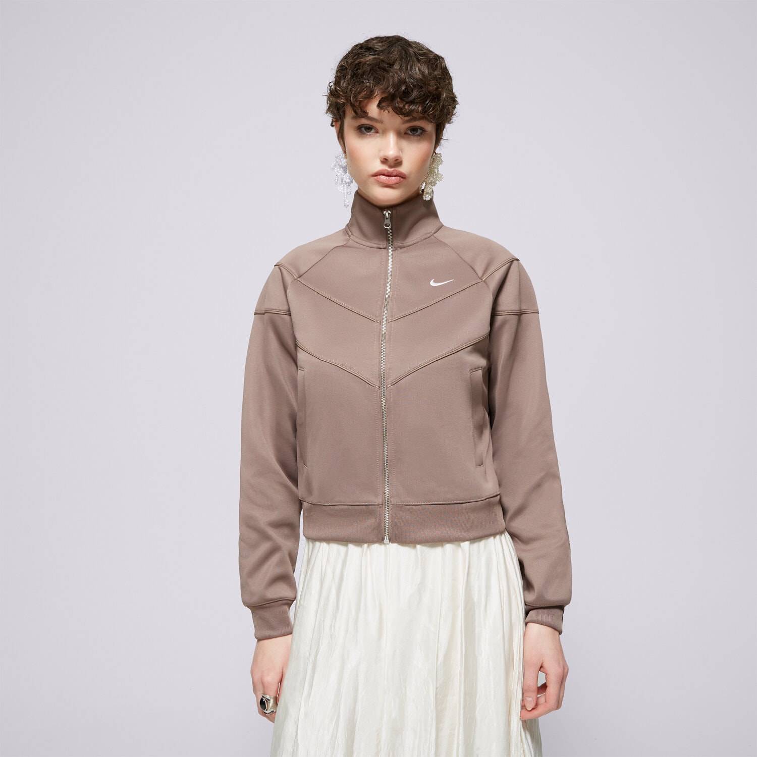 dámská mikina NIKE MIKINA W NSW NK WR POLY KNIT HJ0975-233 HNĚDÁ