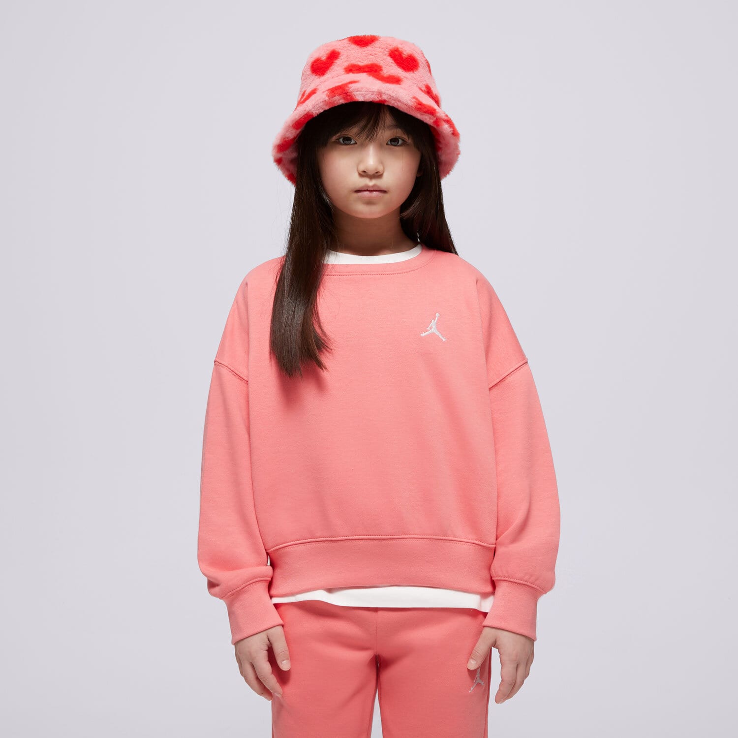 dětská mikina JORDAN MIKINA JDG BROOKYLN ESS FT CREW GIRL 45D506-A0Y RŮŽOVÁ