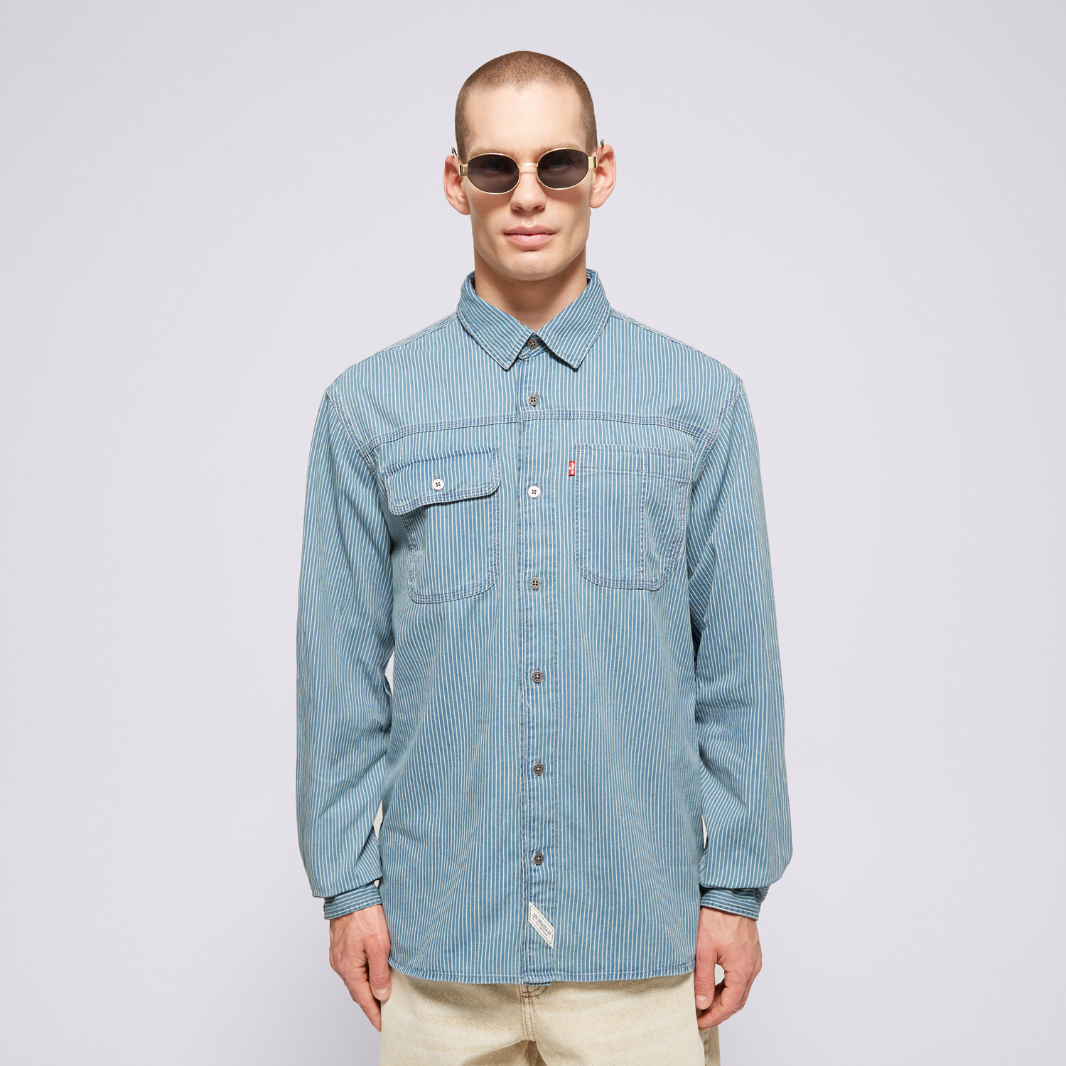 pánská košile LEVI'S KOŠILE LS AUBURN WORKER MED INDIGO - FLAT FINISH A7224-0010 MODRÁ