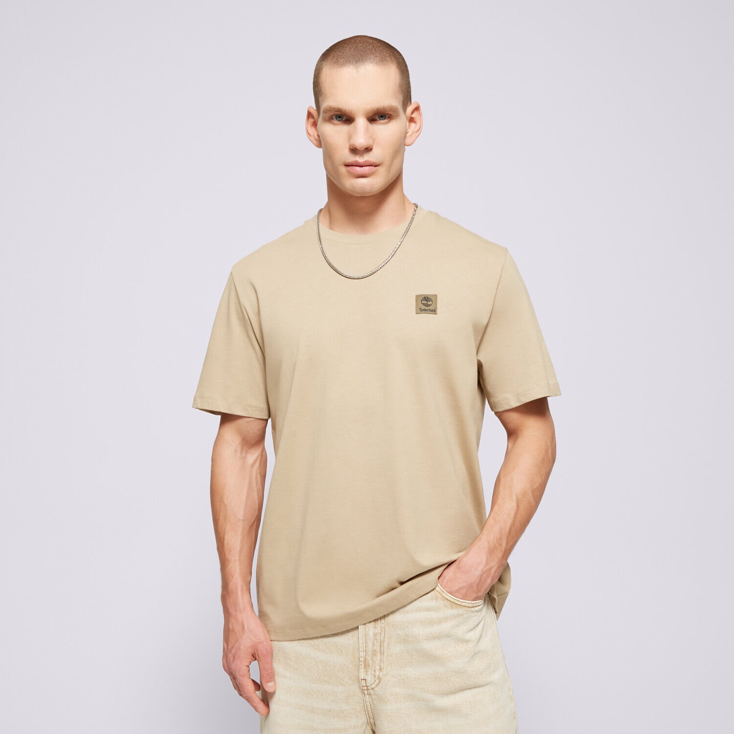 pánské tričko TIMBERLAND TRIČKO SHORT SLEEVE WOVEN BADGE TEE LEMON PEPPER TB0A5RCEDH41 BÉŽOVÁ