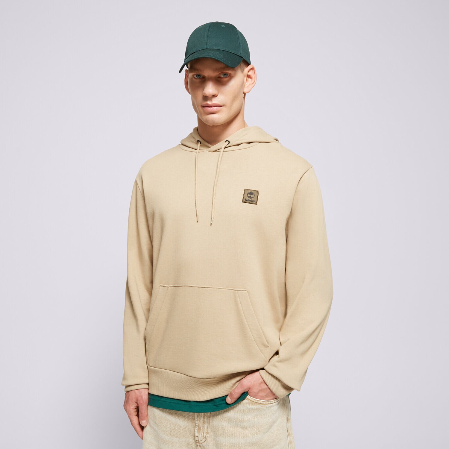 pánská mikina TIMBERLAND MIKINA S KAPUCÍ WOVEN BADGE (LB) HOODIE LEMON PEP TB0A2NFXDH41 BÉŽOVÁ