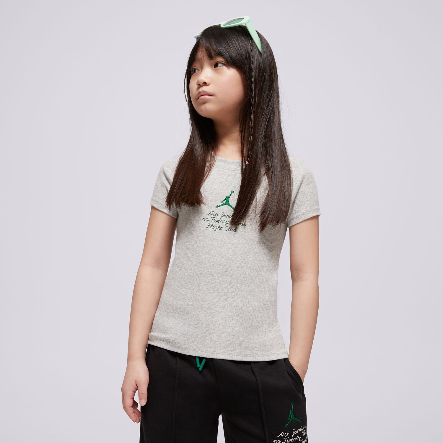 dětské tričko JORDAN TRIČKO JDG COURT OF LEGENDS RIBBED TE GIRL 45D703-G2H ŠEDÁ