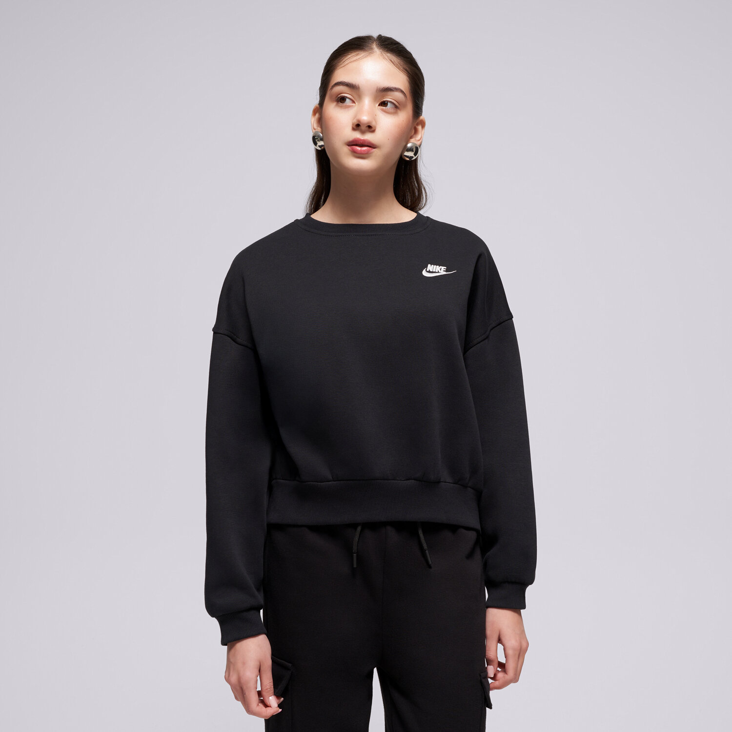 dětská mikina NIKE MIKINA G NSW CLUB FLC BXY CRW LBR GIRL FZ9244-010 ČERNÁ