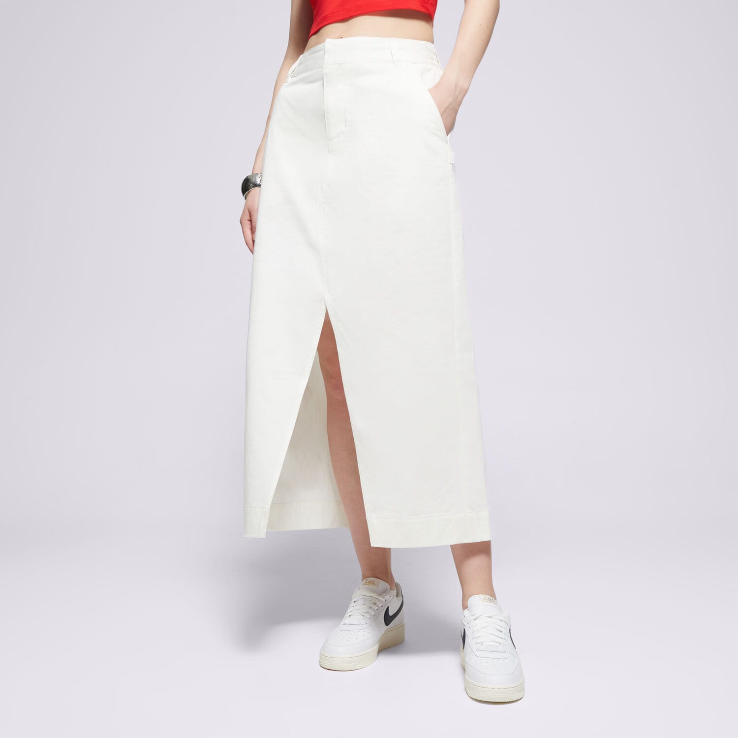 dámská sukně NIKE SUKNĚ NSW CLLCTN TWILL SKIRT FRWY HQ8022-133 Krémová