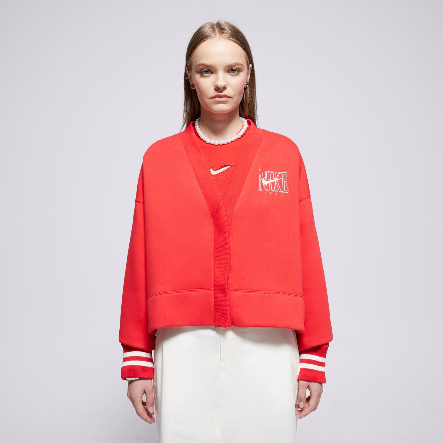 dámská mikina NIKE MIKINA ROZEPÍNACÍ W NSW PHNX CRDGN HJ0946-657 ČERVENÁ