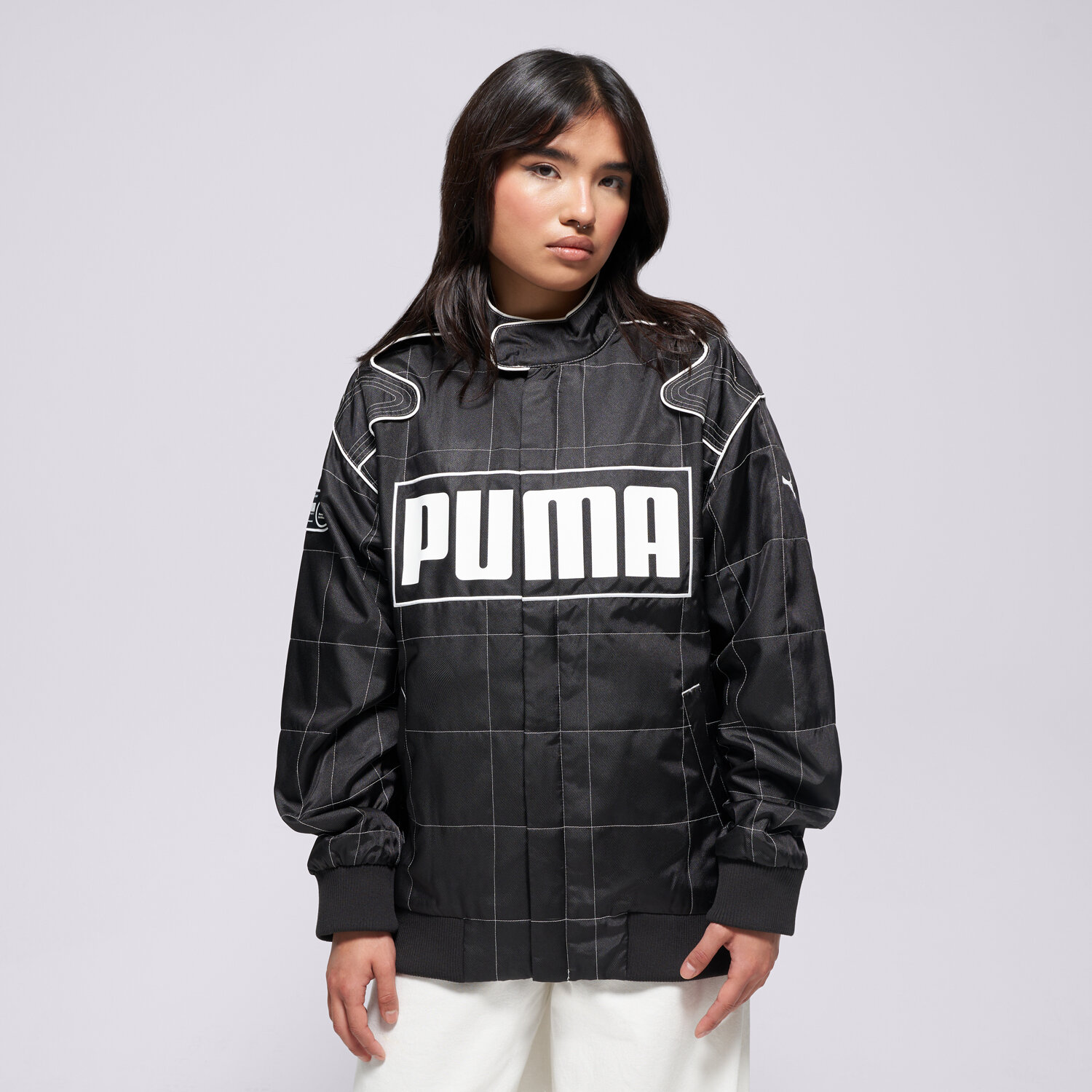 Přechodná bunda dámská (podzimní, jarní) PUMA BUNDA RELAXED RACER JACKET 629914 01 ČERNÁ