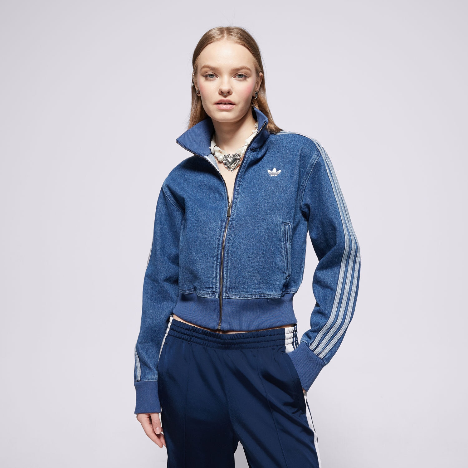 Přechodná bunda dámská (podzimní, jarní) ADIDAS BUNDA DENIM TT JD2570 MODRÁ